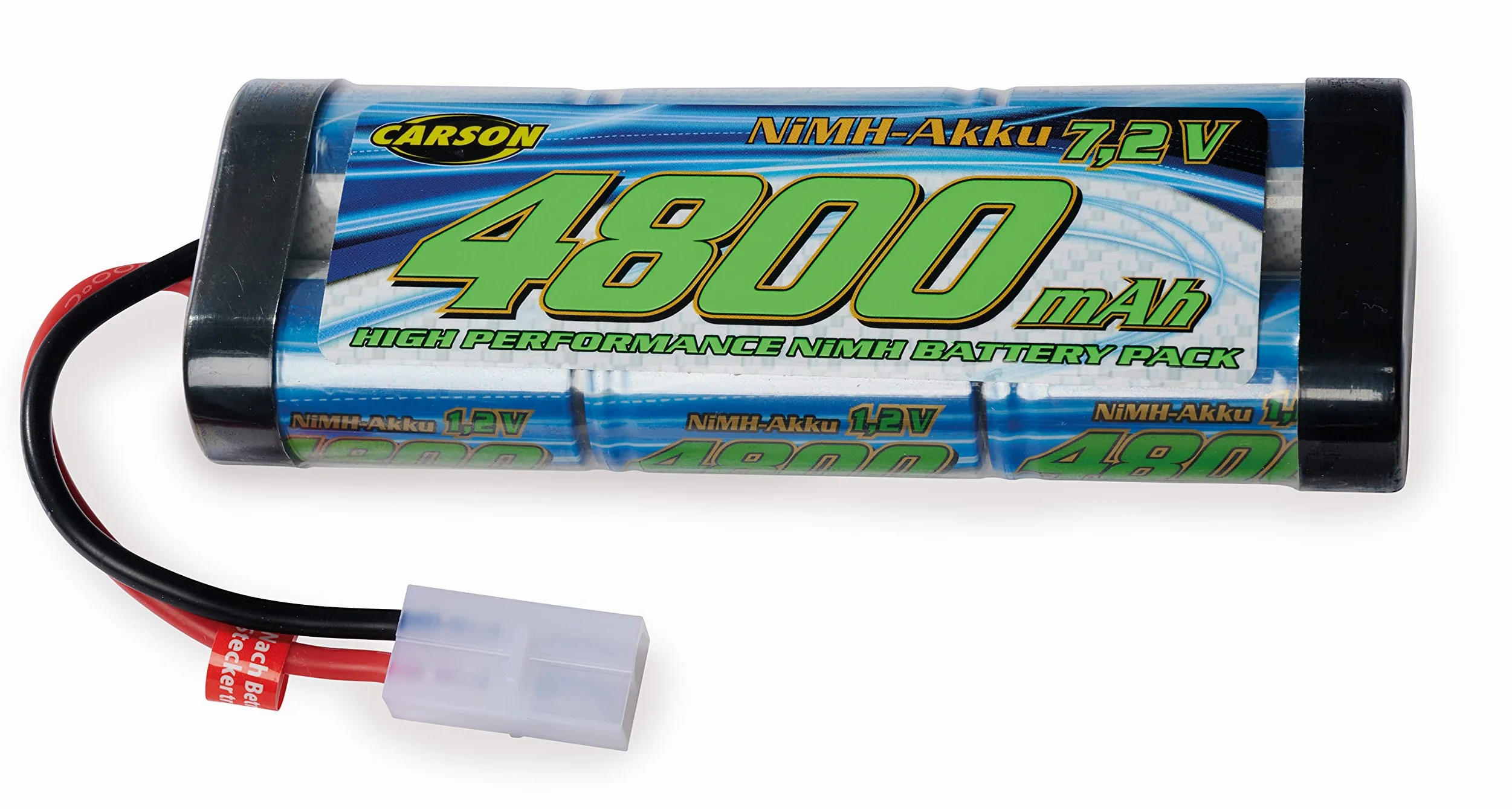 Carson 500608228 7,2V / 4800mAh NiMH Batteria da corsa TAM - Ricaricabile, con spina Tamiya, batteria per auto RC, batteria per veicoli telecomandati, alta qualità, modellismo