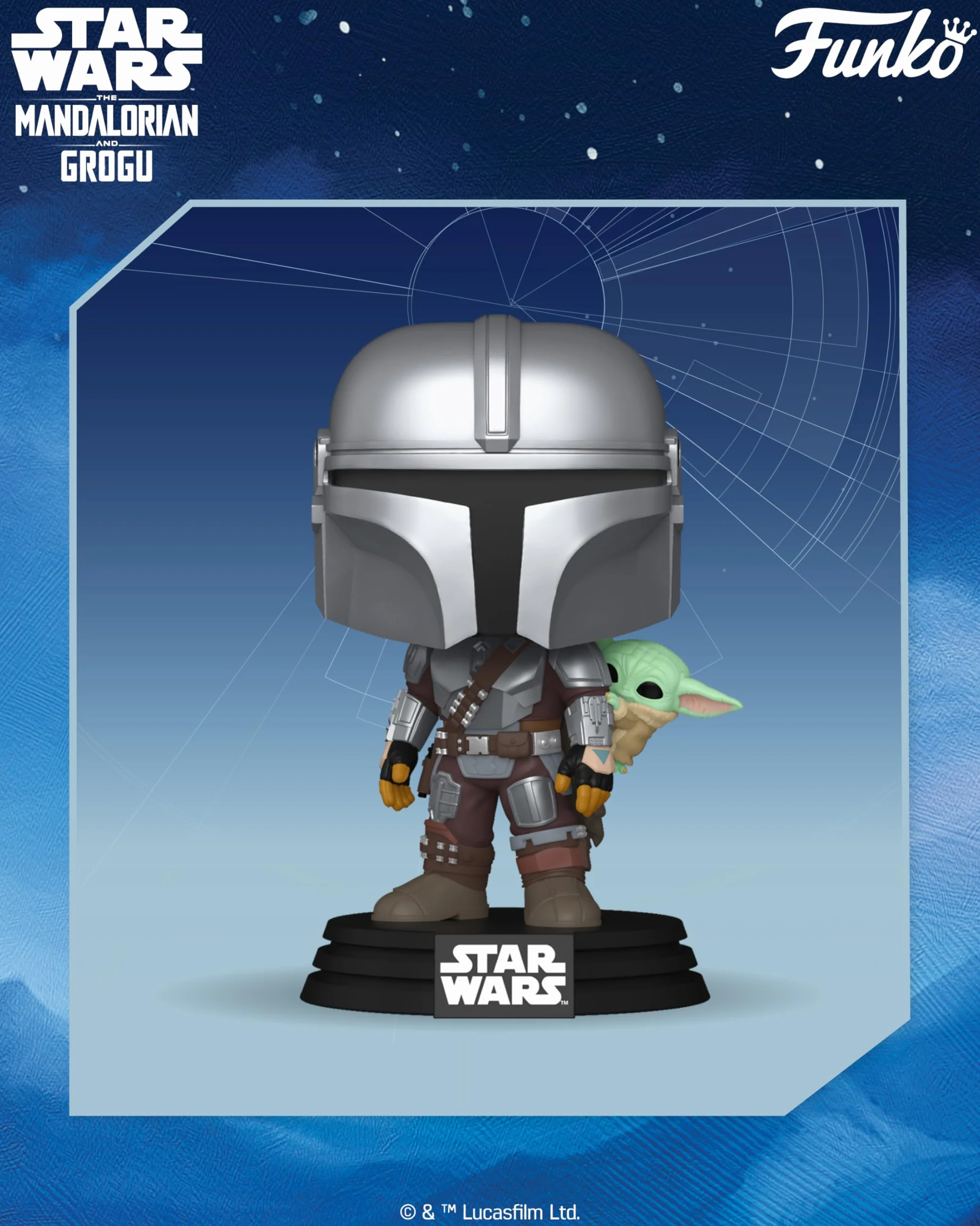 Funko POP! Star Wars: The Mandalorian and Grogu - The Mandalorian with Grogu - Figura in vinile da collezione - Idea regalo - Prodotto ufficiale - Giocattoli per bambini e adulti