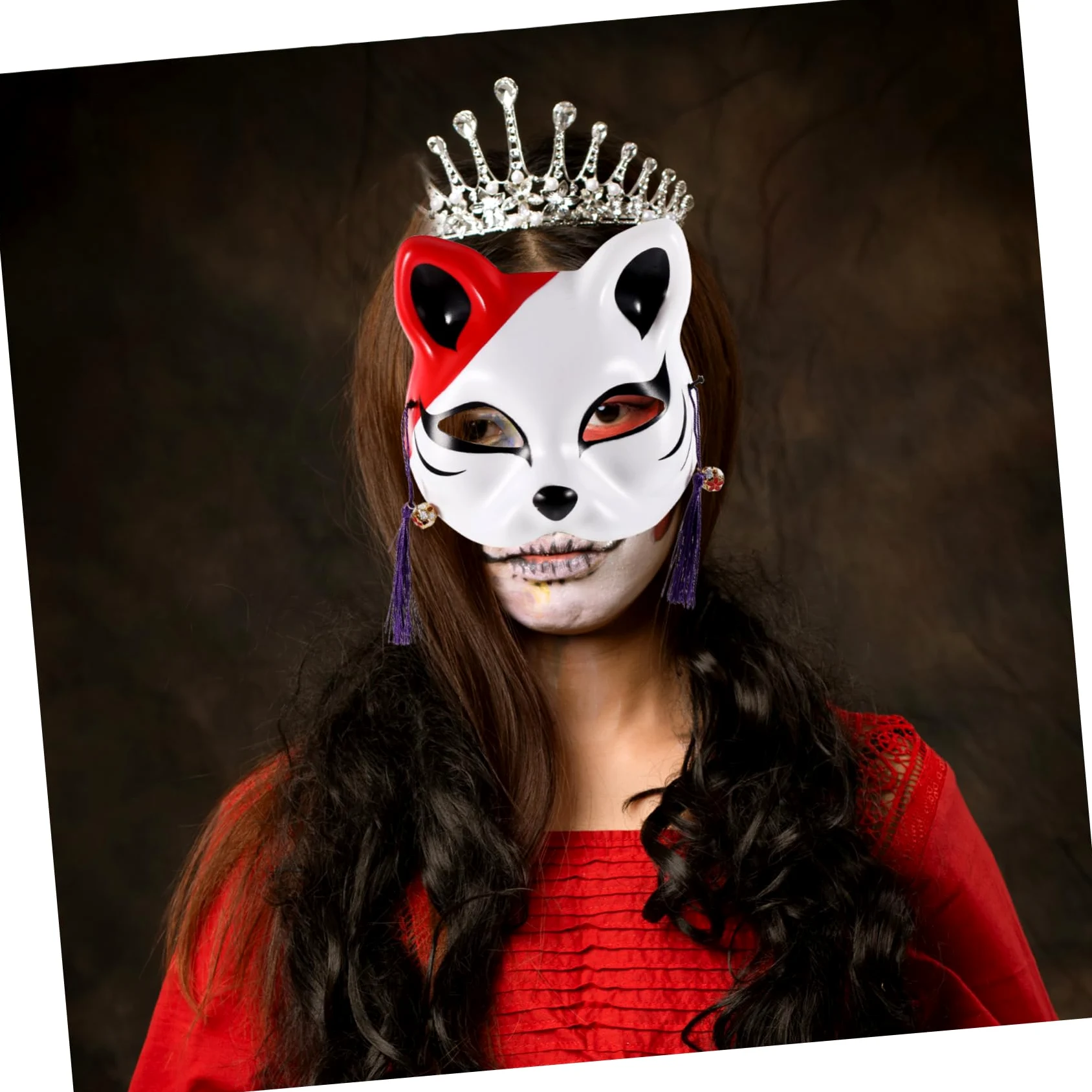 Alasum 10pezzi Maschera Animale Mezza Faccia Per Ragazzo Ragazza Di Maschere Da Cosplay Tema Gatto Per Feste Halloween e Performance