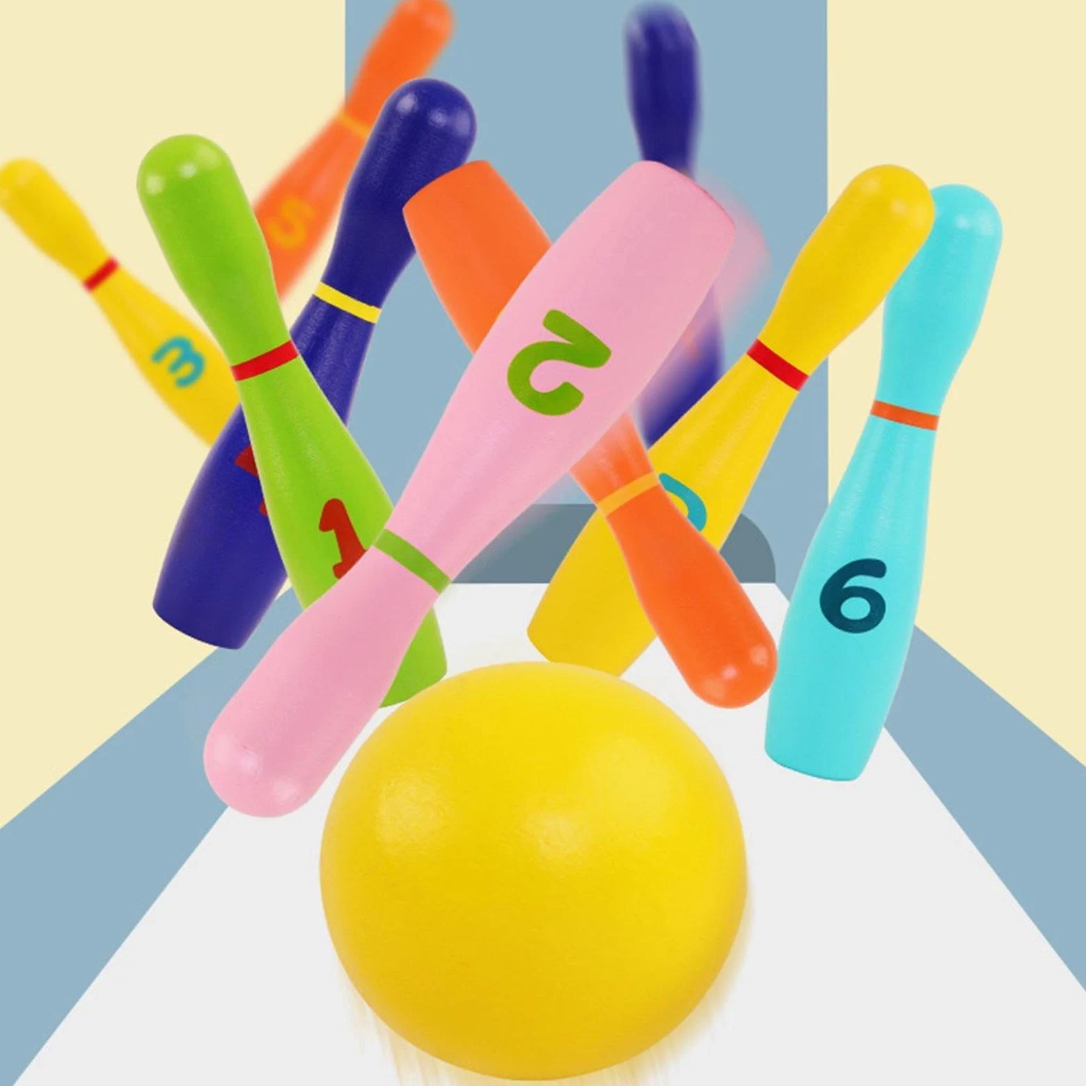 Set da Bowling per Bambini, Set da Bowling in Legno per Lo Sviluppo Precoce, Gioco di attività al Chiuso, Ideale Come Regalo, Giocattolo per La Casa