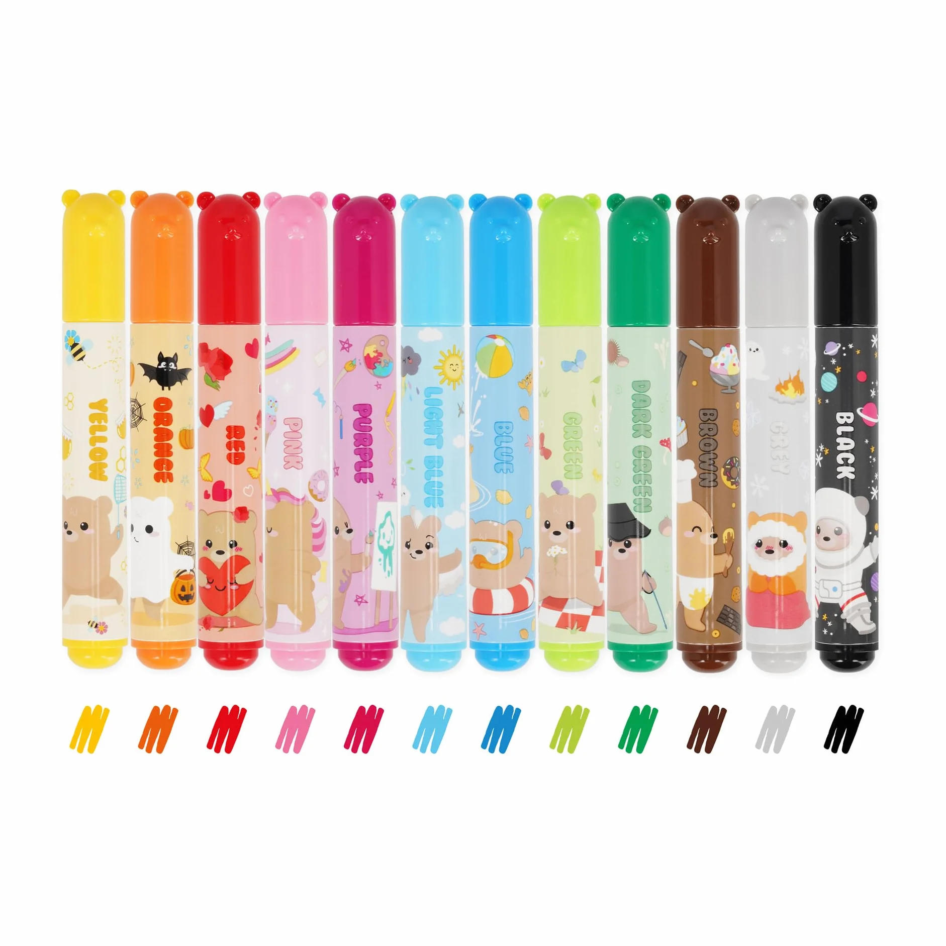 Legami Set di 12 Pennarelli Teddy Friends, 12 Colori Assortiti, Lavabili, Atossici, Punta Anti-Rientro
