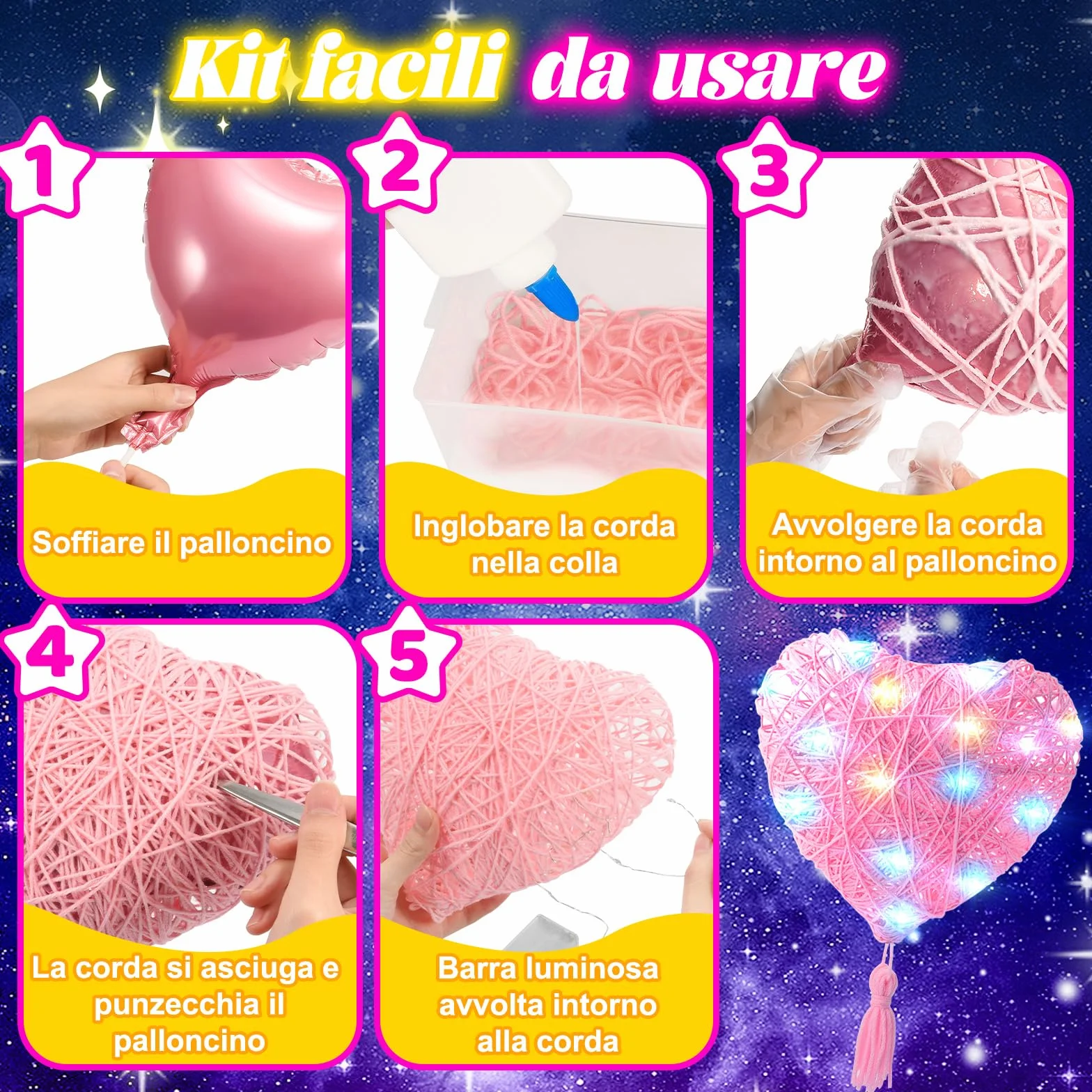 Hapikids Regalo Bambina 6 7 8 9 10 11 12 Anni, String Art Giochi Bambina 8-12 Anni Femmina Kit Fai da Te Regalo per Bambini 8-10 Anni String Art Regali di Compleanno per Bambini