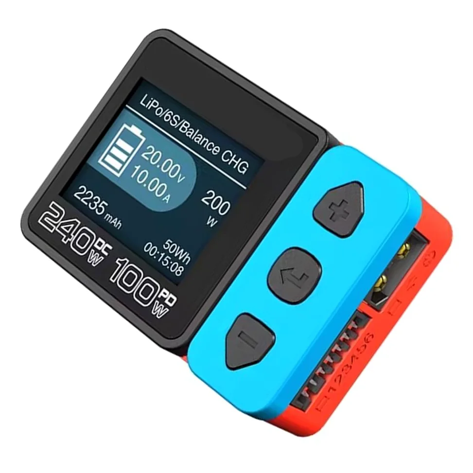 B6neo+ 240W DC Balancer per caricatore per xt60 B6neo+ 240W DC (Red Blue) | Uscita DC 240 W, per connettore XT60, design compatto, tempo di ricarica veloce, alloggiamento robusto