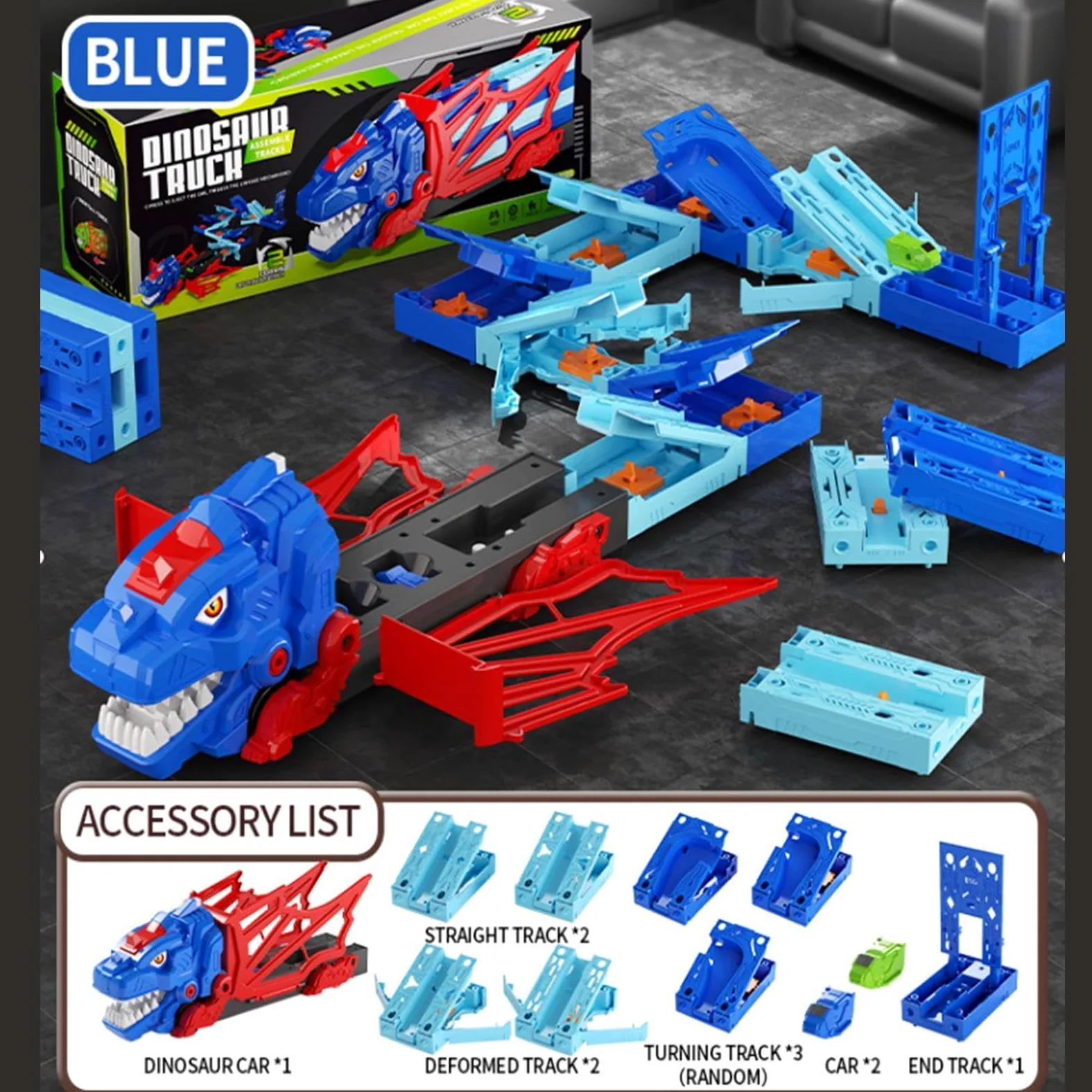 Generico Pista Auto Dinosauri Da Corsa Interattivo Flessibile DIY Educativo | Set Giocattolo Pista Dinosauri Con Veicoli Per Bambini E Bambine Interno Esterno Prescuola Asilo Viaggio Compleanno