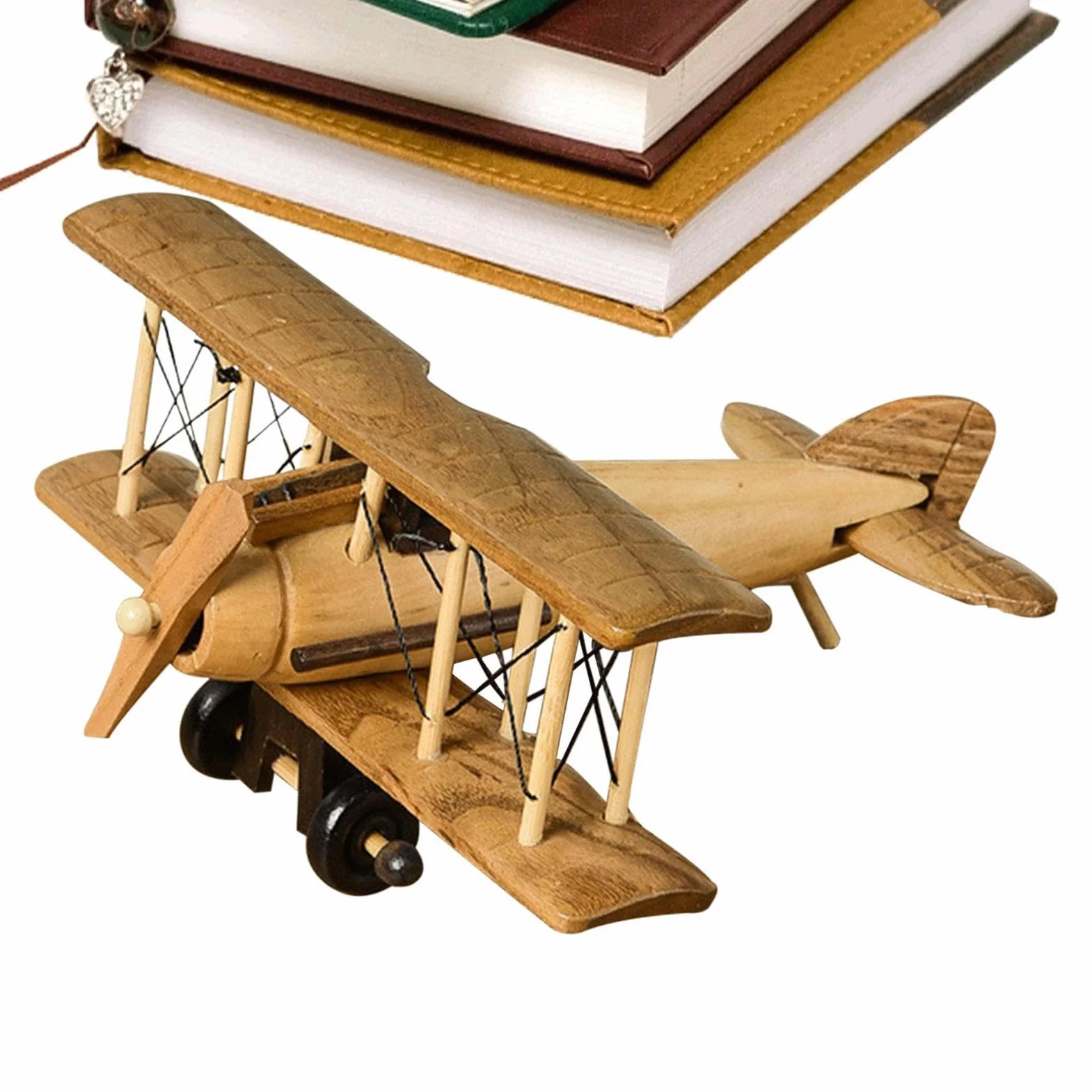 Aeromodello in Legno Teksome, Modello Artigianale di Aereo Vintage da Tavolo, Regalo di Compleanno per Bambini