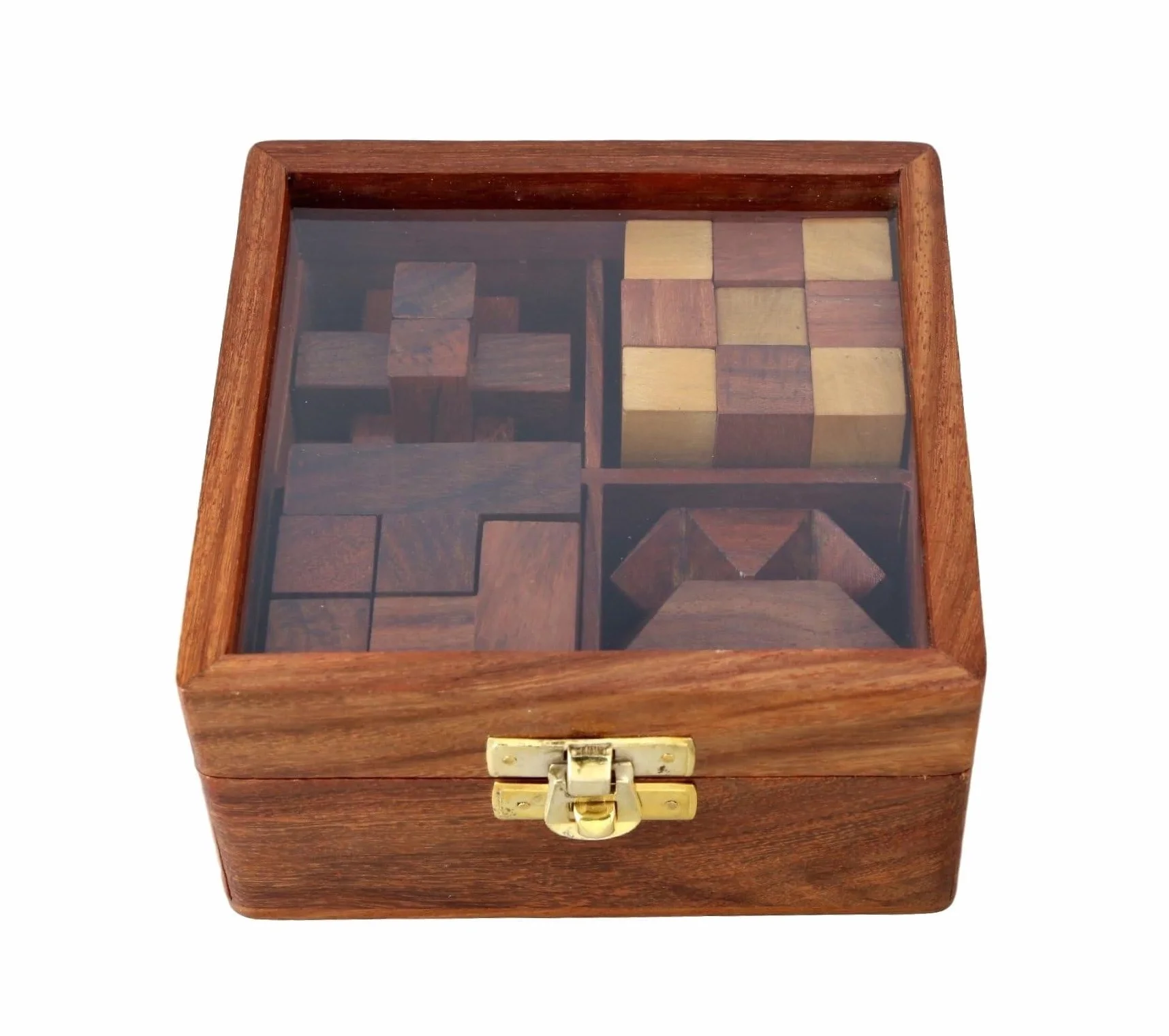 Ajuny Set di Giochi di Puzzle in Legno - Rompicapo 3D Impegnativi per Adolescenti e Adulti con Scatola Portaoggetti Decorativa per Test del QI Regali di Gioco Fatti a mano