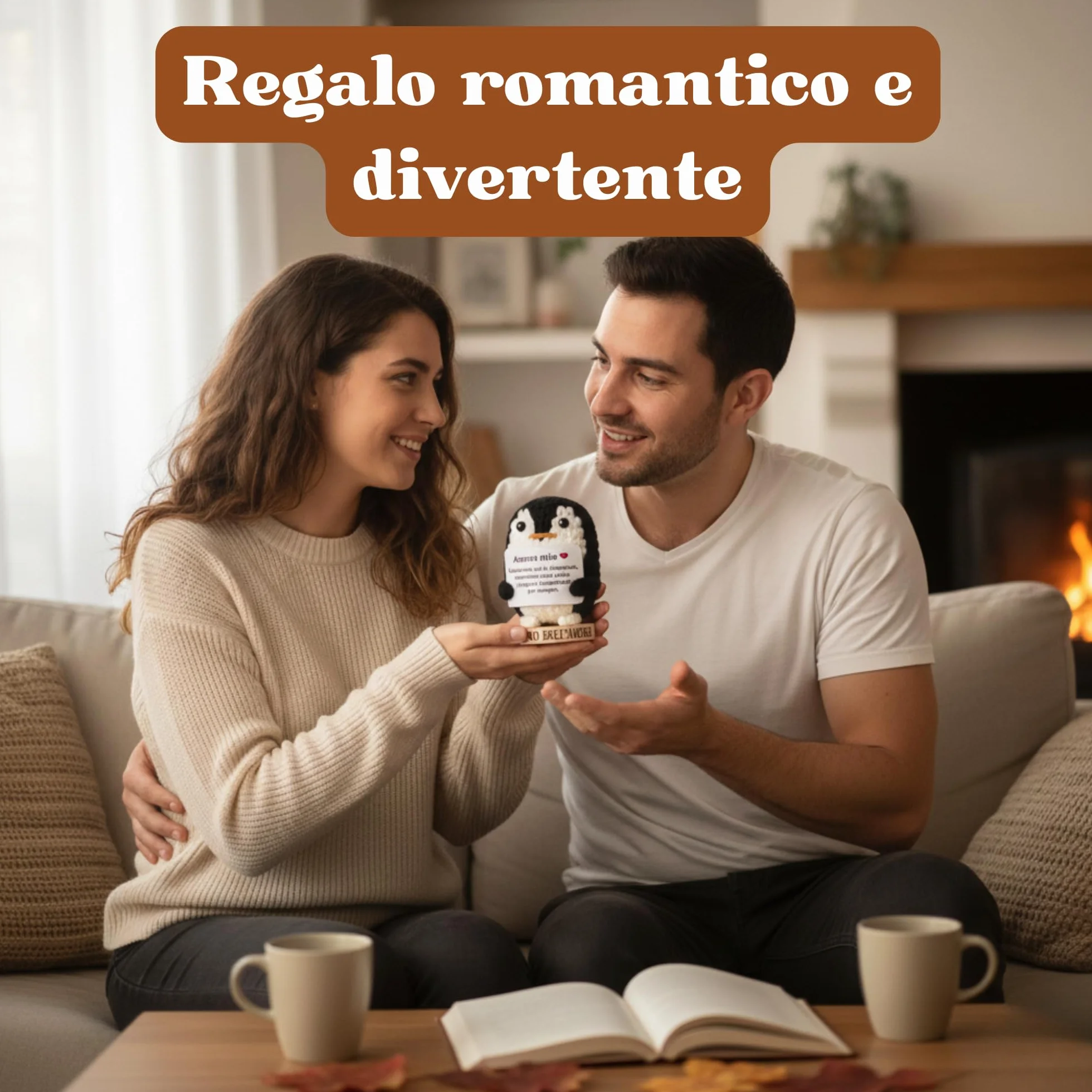 Pinguino Peluche dell’Amore – Regalo Romantico per Fidanzato o Fidanzata, Idea Regalo Anniversario, Mesiversario o Matrimonio – Regalo di Coppia San Valentino “Amore Mio” (Pinguino dell’Amore)