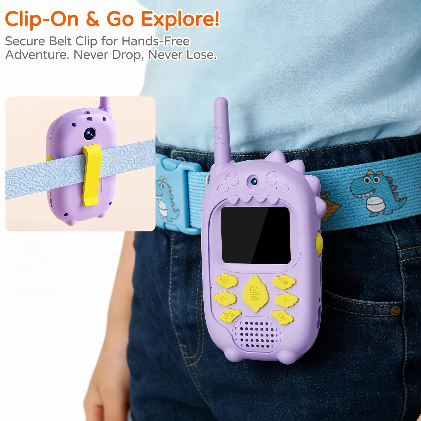 Walkie Talkie Video a Doppia Fotocamera per Bambini 3-12 Anni, Set da 2 con Fotocamera Anteriore e Posteriore, Ricaricabile