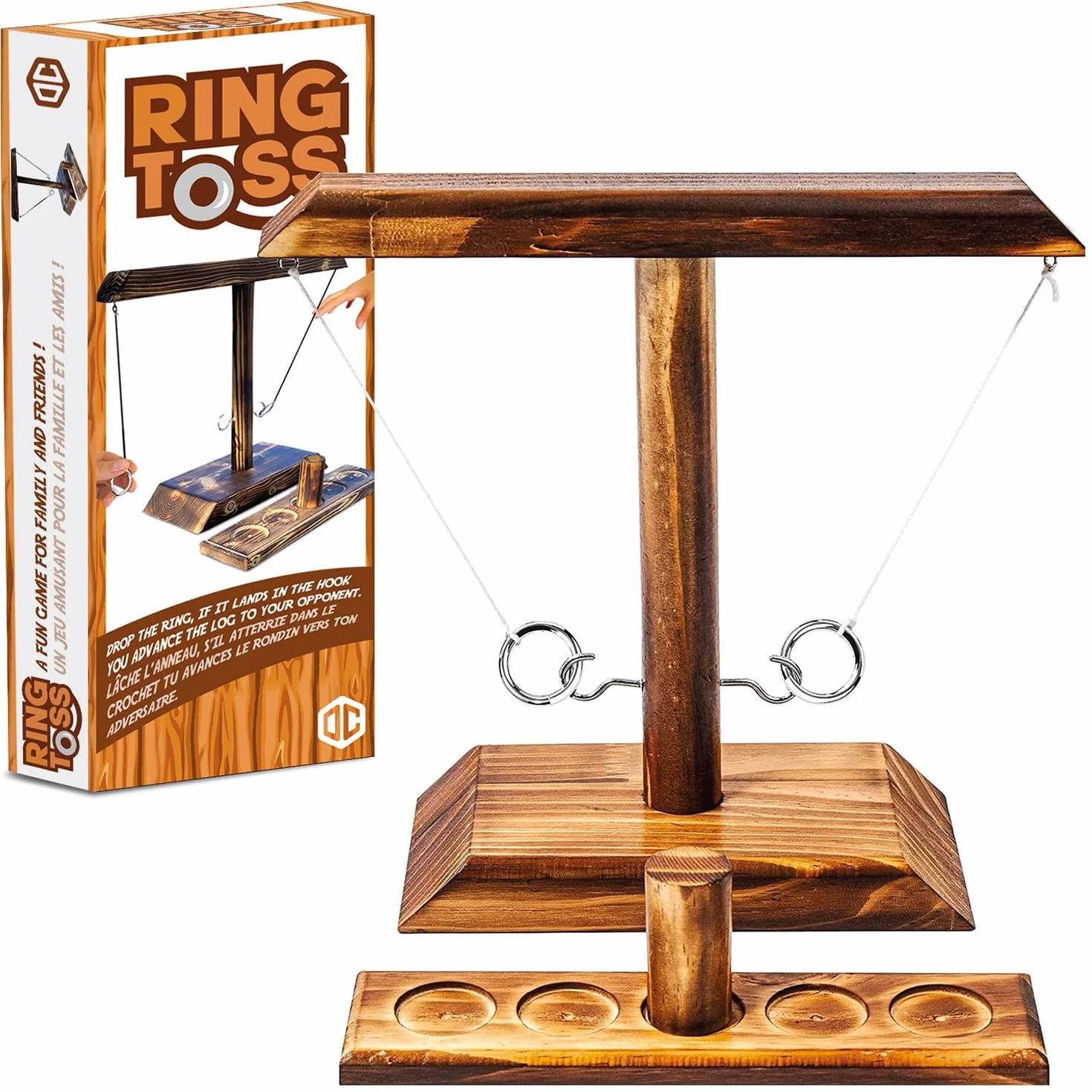 Original Cup Gioco Ring Toss® | Gioco di abilità in Legno | qualità Premium | Lanciatore di Anelli Appeso | Chi sarà Il più Veloce? | all'Interno e all'aperto | Adulti | 100% Legno | SparkL®