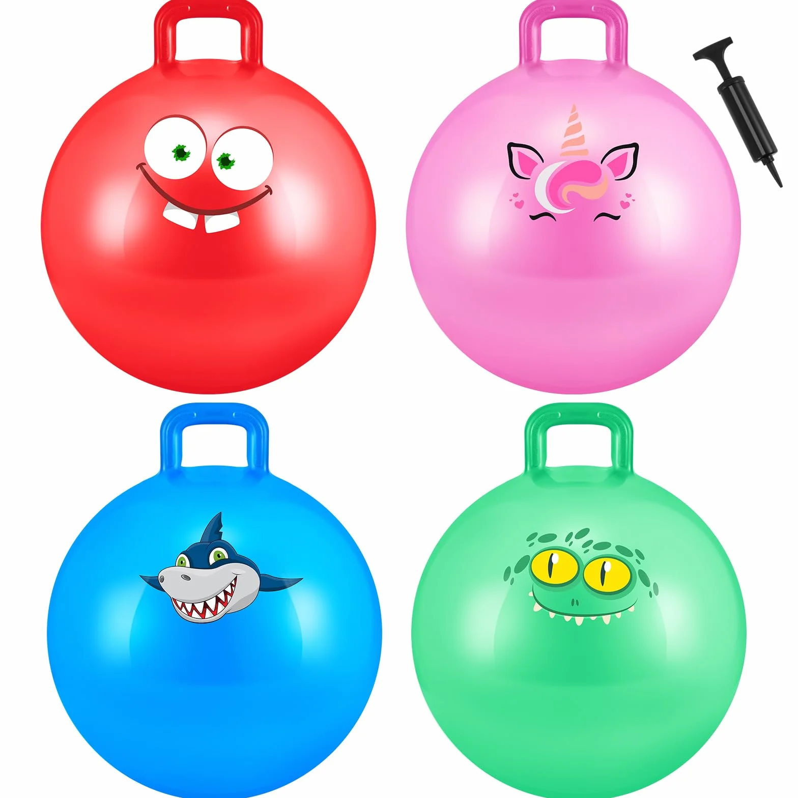 Sinmoe 4 Pallone per Saltare per Bambini dai 3 agli 8 Anni Diametro 50 cm | Pallone da Salto, con Pompa, Viluppa Equilibrio e Capacitá Motorie, Robusta, Resistente, per Estate, Parco o Asilo