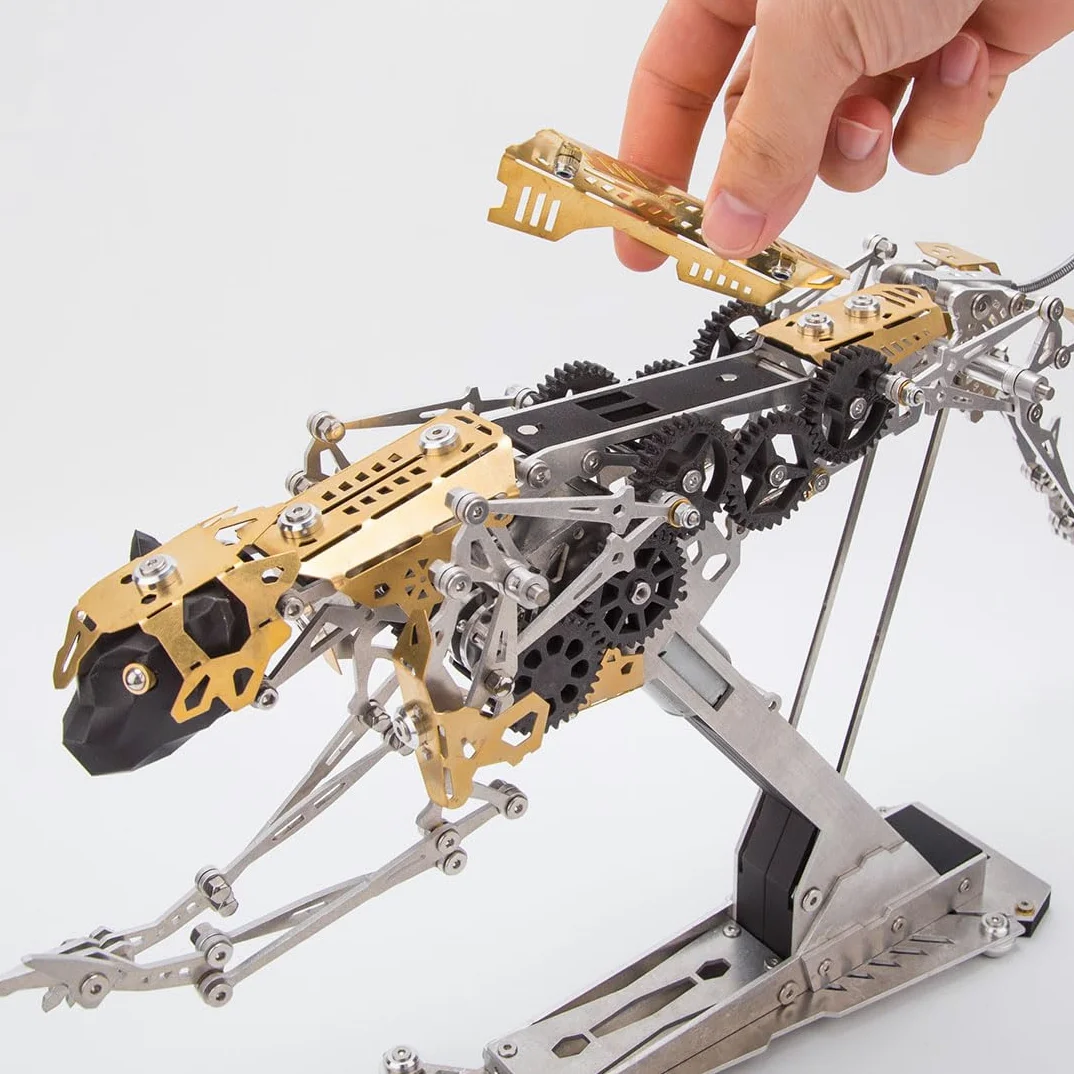Set di puzzle in metallo 398 pezzi, modello Leopardo meccanico 3D, opzione regalo per amanti del modello e collezionisti