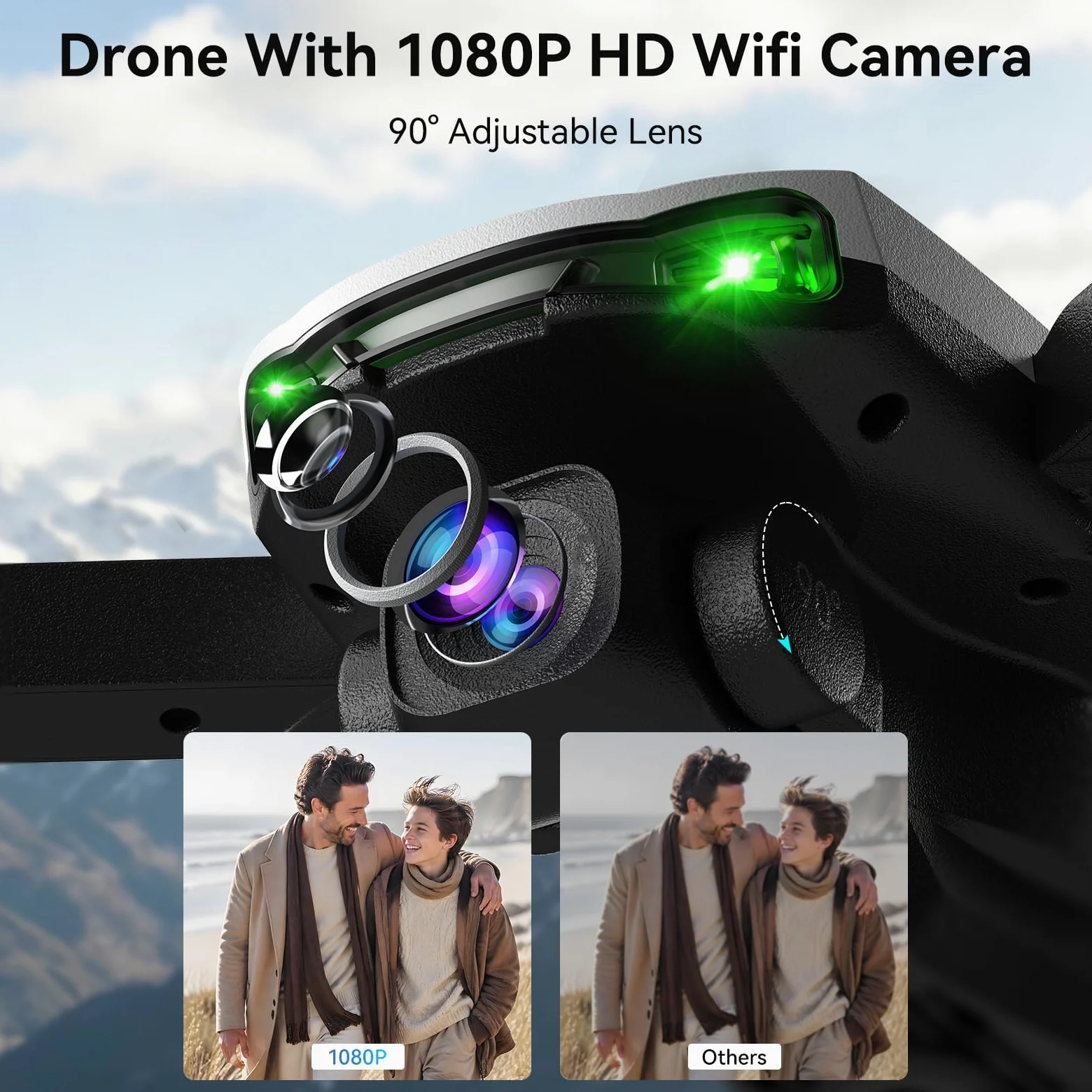 SIMREX Drone con fotocamera 1080P per bambini e adulti (bianco)