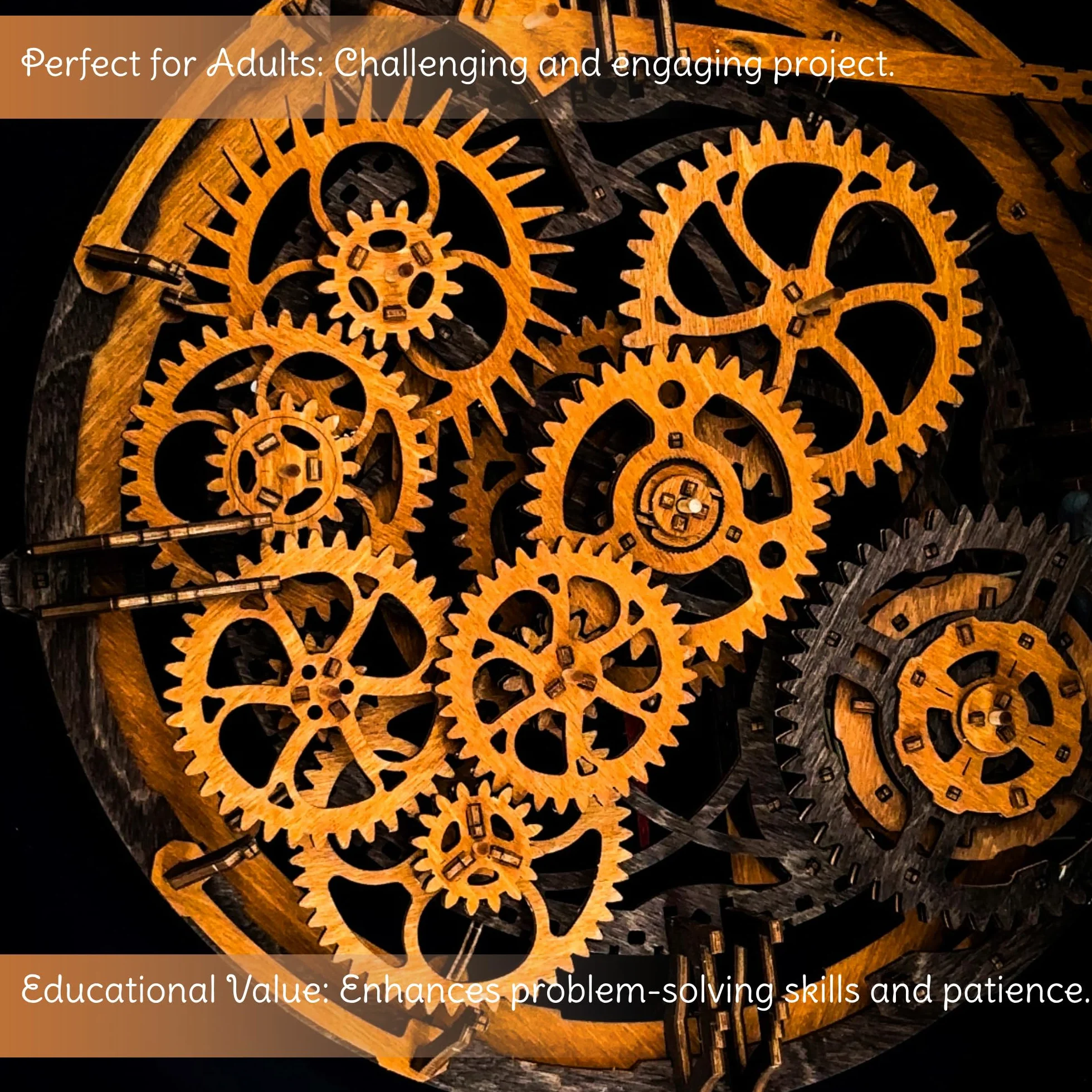 WOODEN.CITY Puzzle 3D per adulti - Orologio da parete industriale vintage - Puzzle in legno - Kit di costruzione di orologi meccanici