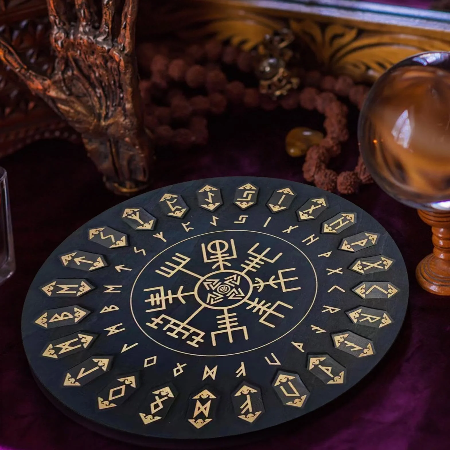 Set di rune in legno per divinazione e meditazione, decorativo per streghe