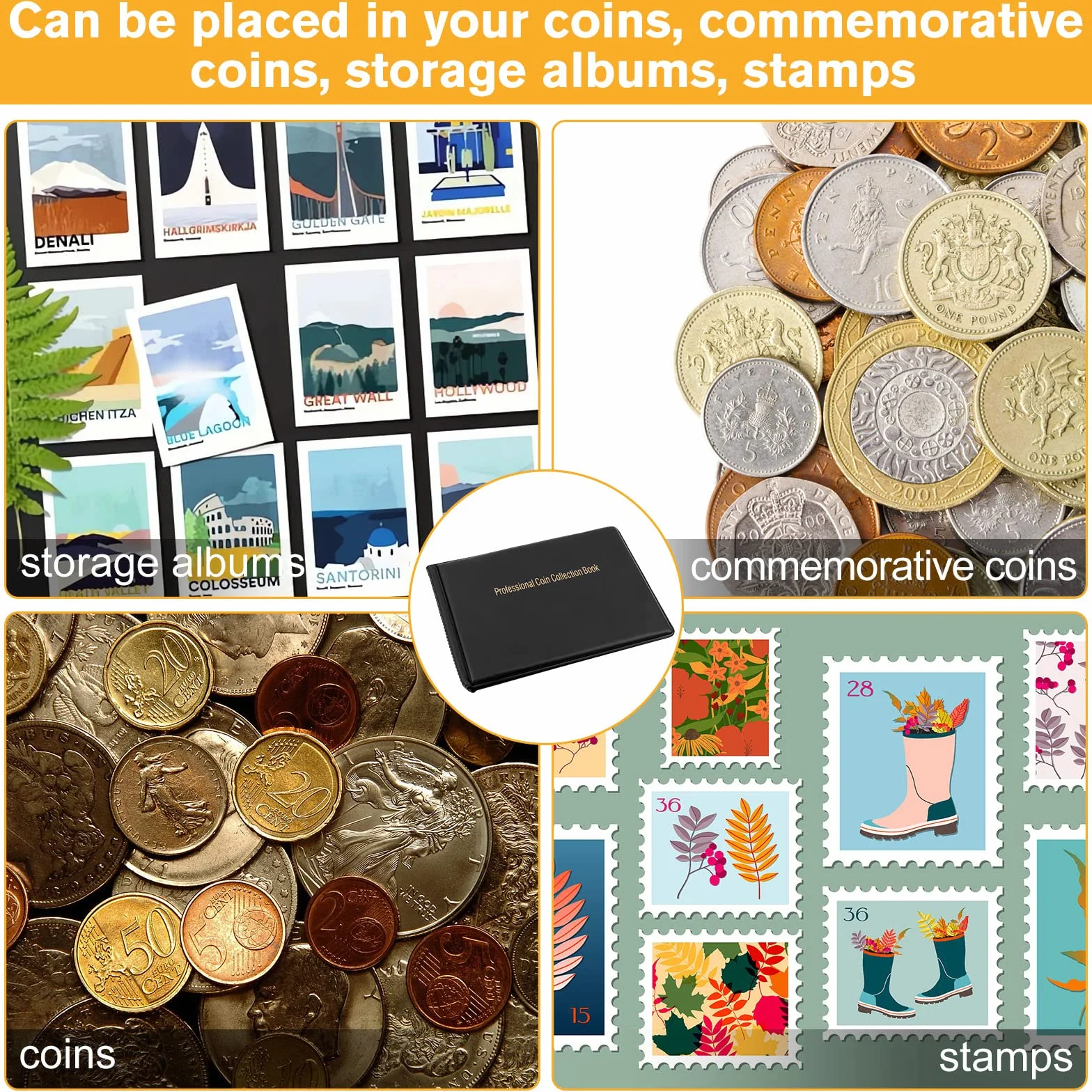 talifoca Album della Collezione di Monete, 240 Tasche Raccoglitore per Collezionisti, Raccolta Album Libro, Porta Monete - Nero