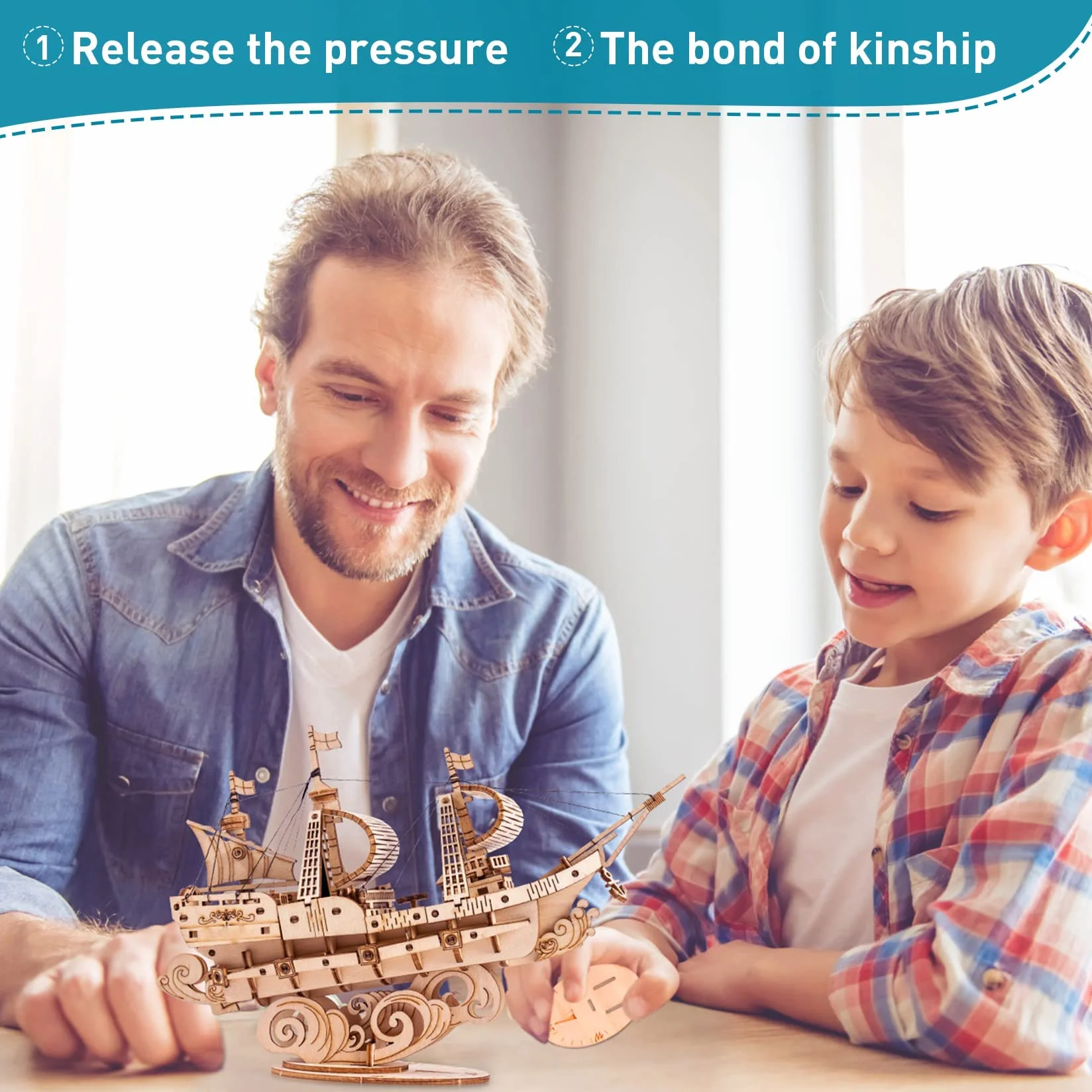Robotime Puzzle 3D in legno per bambini e adulti Kit di costruzione di barche Rompicapo artigianale Kit fai-da-te per bambini dagli 8 anni in su (Veliero)