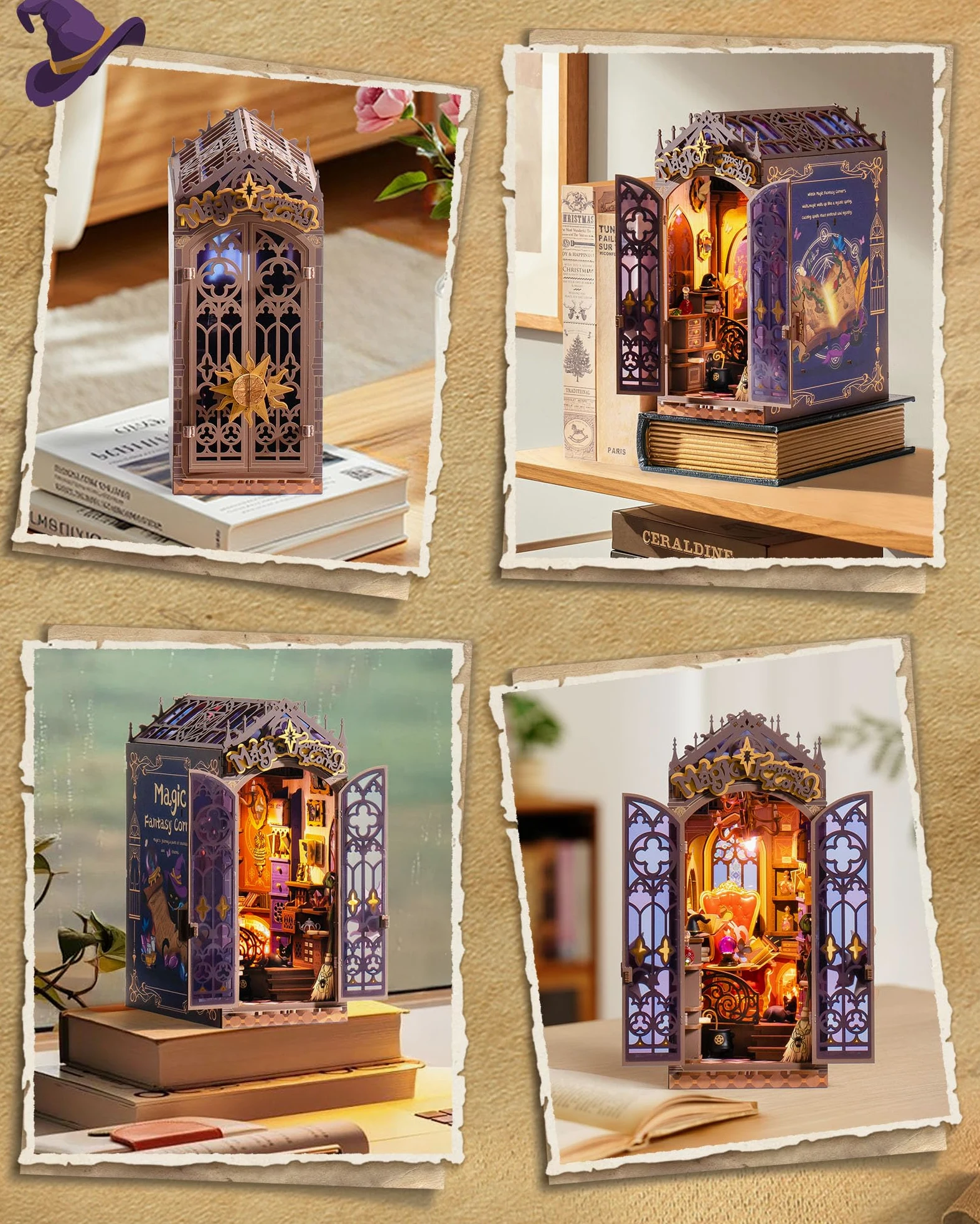 ROBOTIME Kit Angolo Lettura per Adulti – Angolo Magico Fantasy, Kit Casa in Miniatura Fai da Te, Decorazione per Libreria Booknook, Regalo Creativo per Adolescenti e Adulti