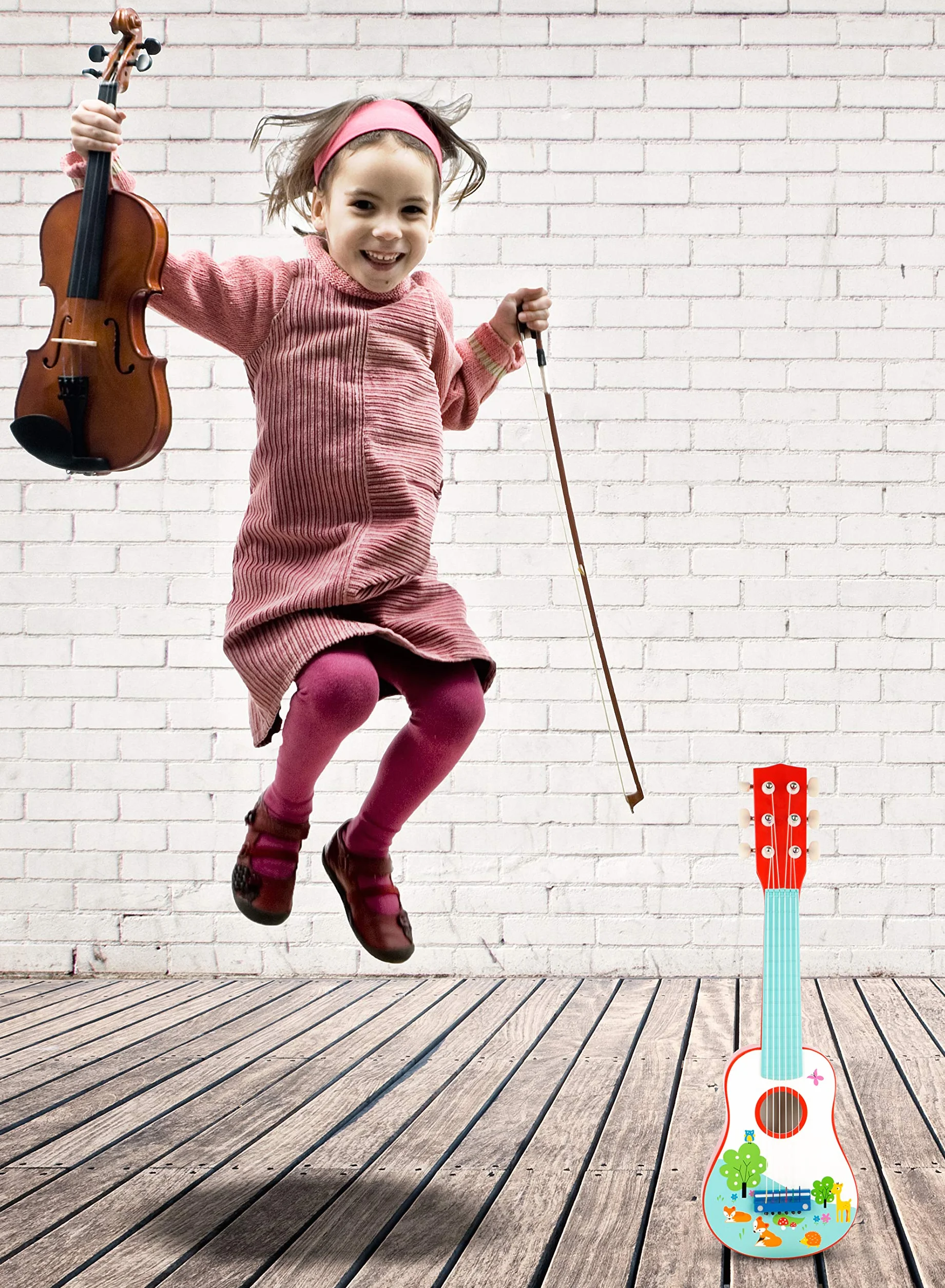 Small Foot Chitarra Volpacchiotto di Legno per Bambini, Strumento Musicale, dai 3 Anni