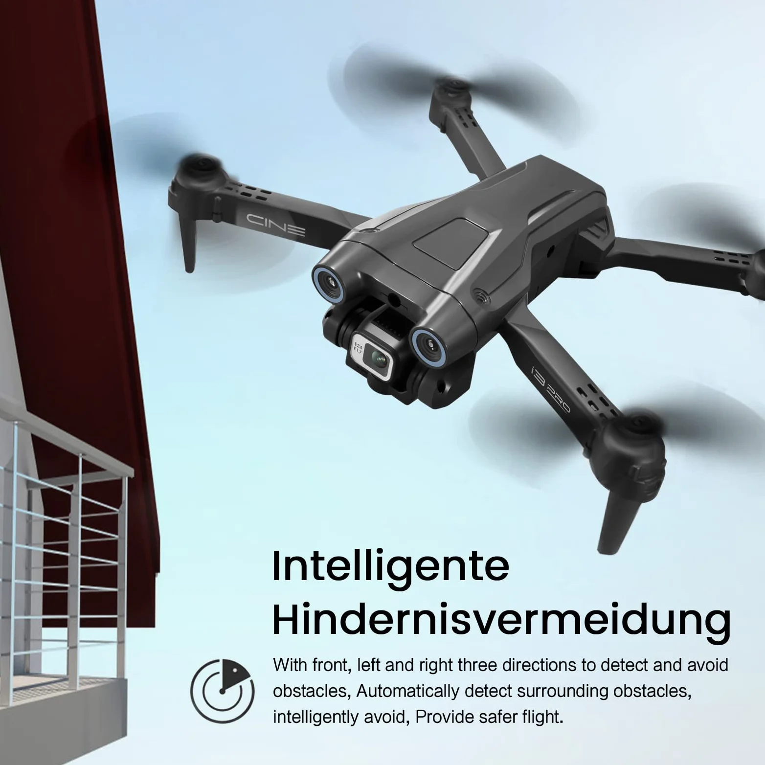 Drone con doppia fotocamera 4K HD per bambini e adulti - Droni quadricotteri RC con evitamento intelligente degli ostacoli, tenuta in altitudine, giocattoli regali per principianti (Nero)