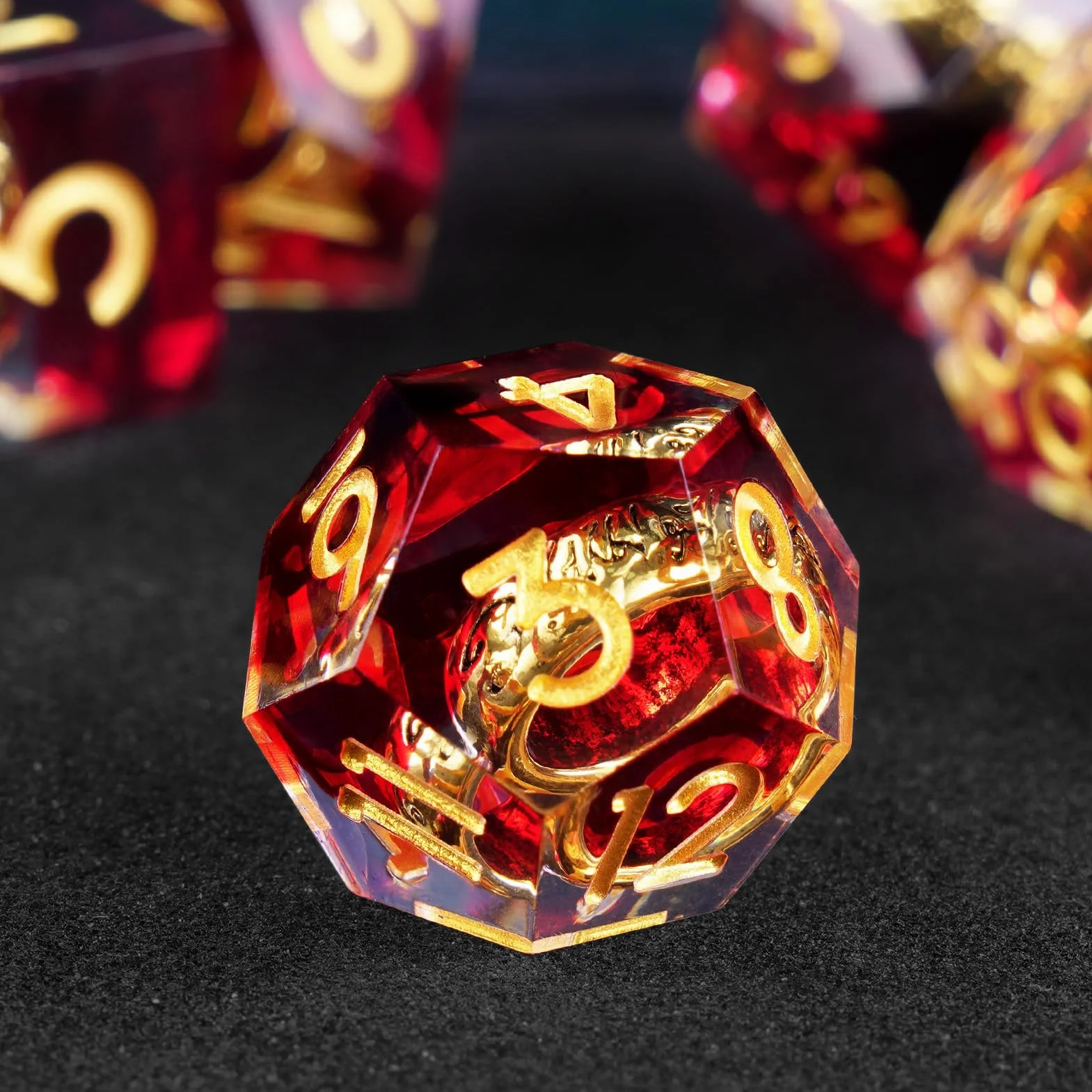 ORUZA DND - Set di dadi D&D fatti a mano, in resina sintetica con bordi appuntiti, per dungeon e dragon, Pathfinder, giochi da tavolo RPG MTG, con confezione regalo, 7 pezzi