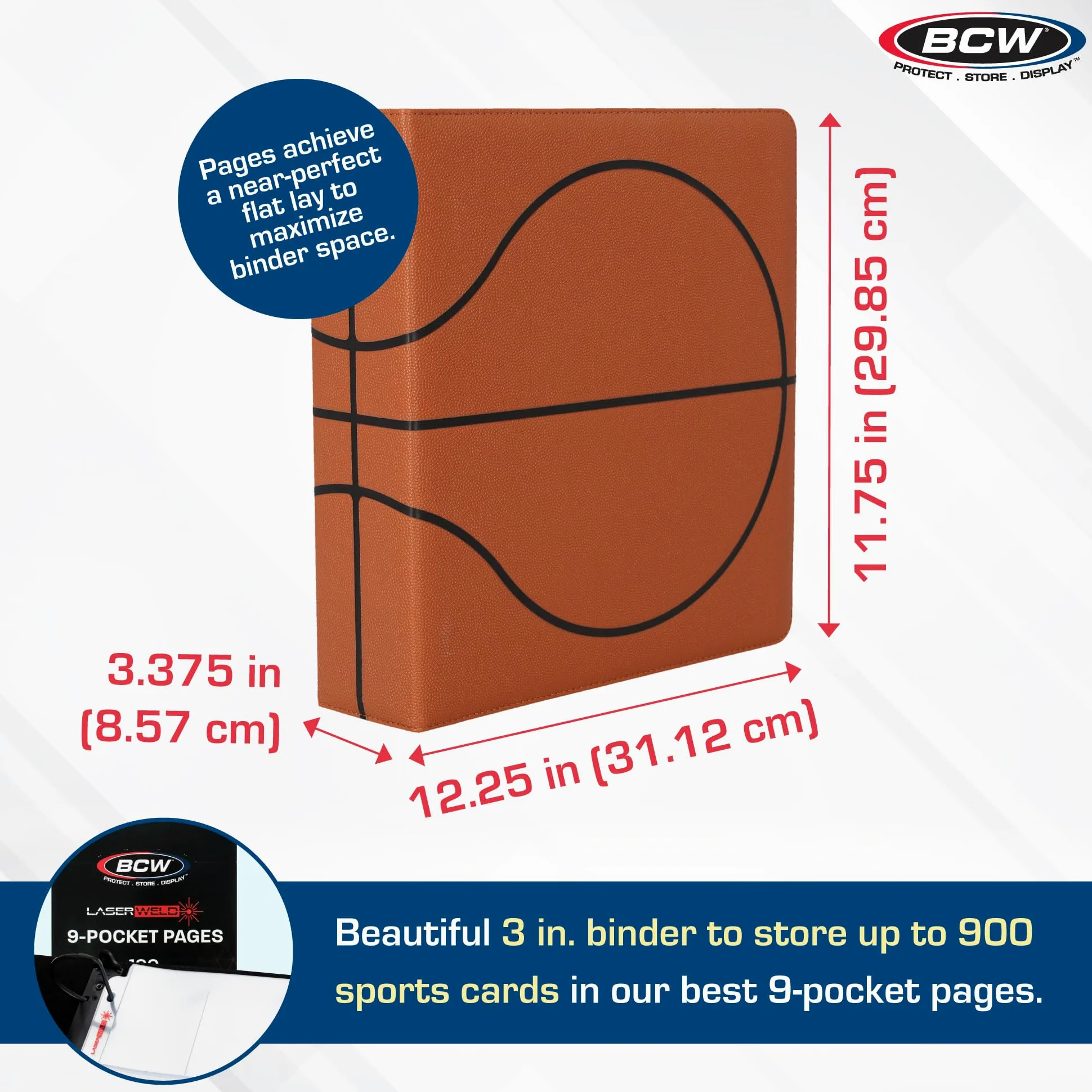 BCW Album da collezione sportivo da 7,6 cm, con 9 pagine tascabili LaserWeld, con 9 tasche, scatola da 100 pagine, raccoglitore di alta qualità con pagine ultra piatte e trasparenti, ideale per