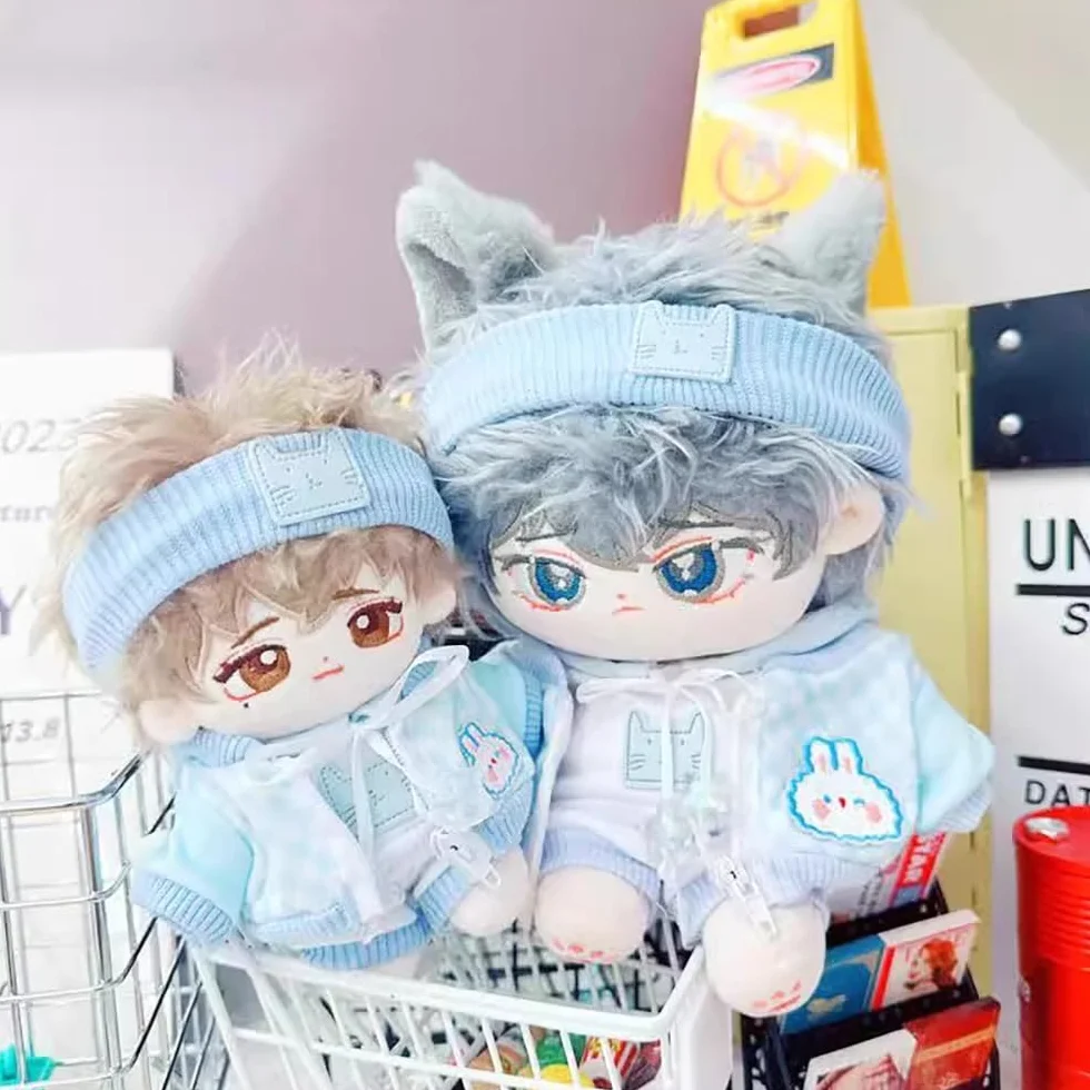 niannyyhouse Vestiti per bambole di peluche, 10-15 cm, 20 cm, 40 cm, cappello, cappotto, pantaloni, vestitino per bambole, colore: azzurro