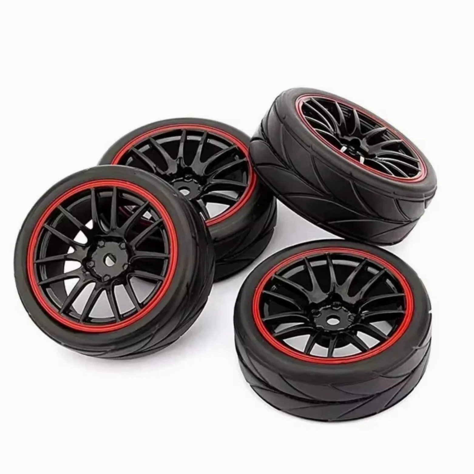 Accessori RC Per 1/10 4 Pezzi 12mm Accessori Di Ricambio Mozzo Ruota Cerchi Pneumatici In Gomma RC Su Per Strada Touring Drift Auto Parti Di Aggiornamento