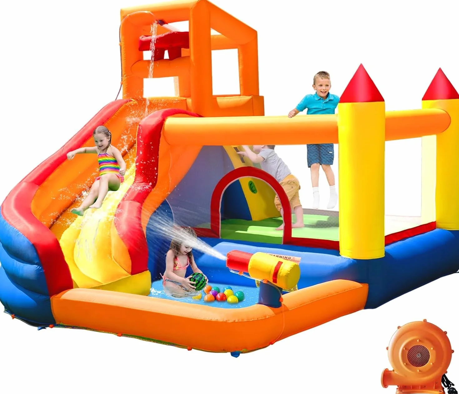 Ballsea Castello gonfiabile con soffiatore, per bambini da 3 a 10 anni, Castello gonfiabile per bambini per uso interno ed esterno