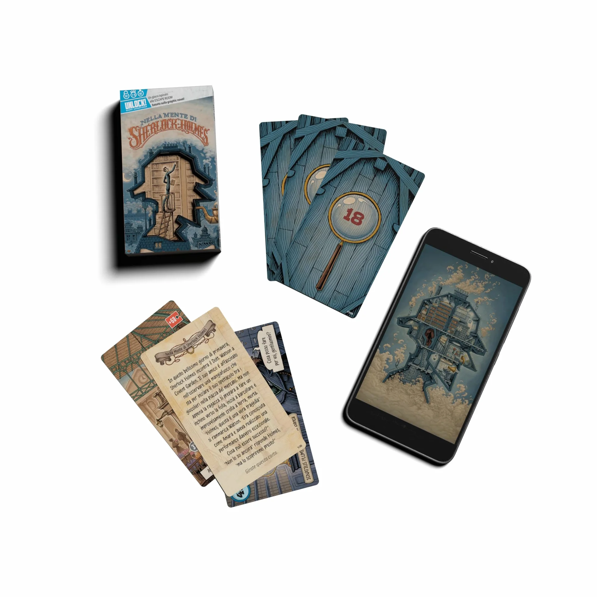 Asmodee Unlock! Short Adventures Nella Mente di Sherlock Holmes Gioco da Tavolo Enigmi 10+ Anni 1-6 Giocatori