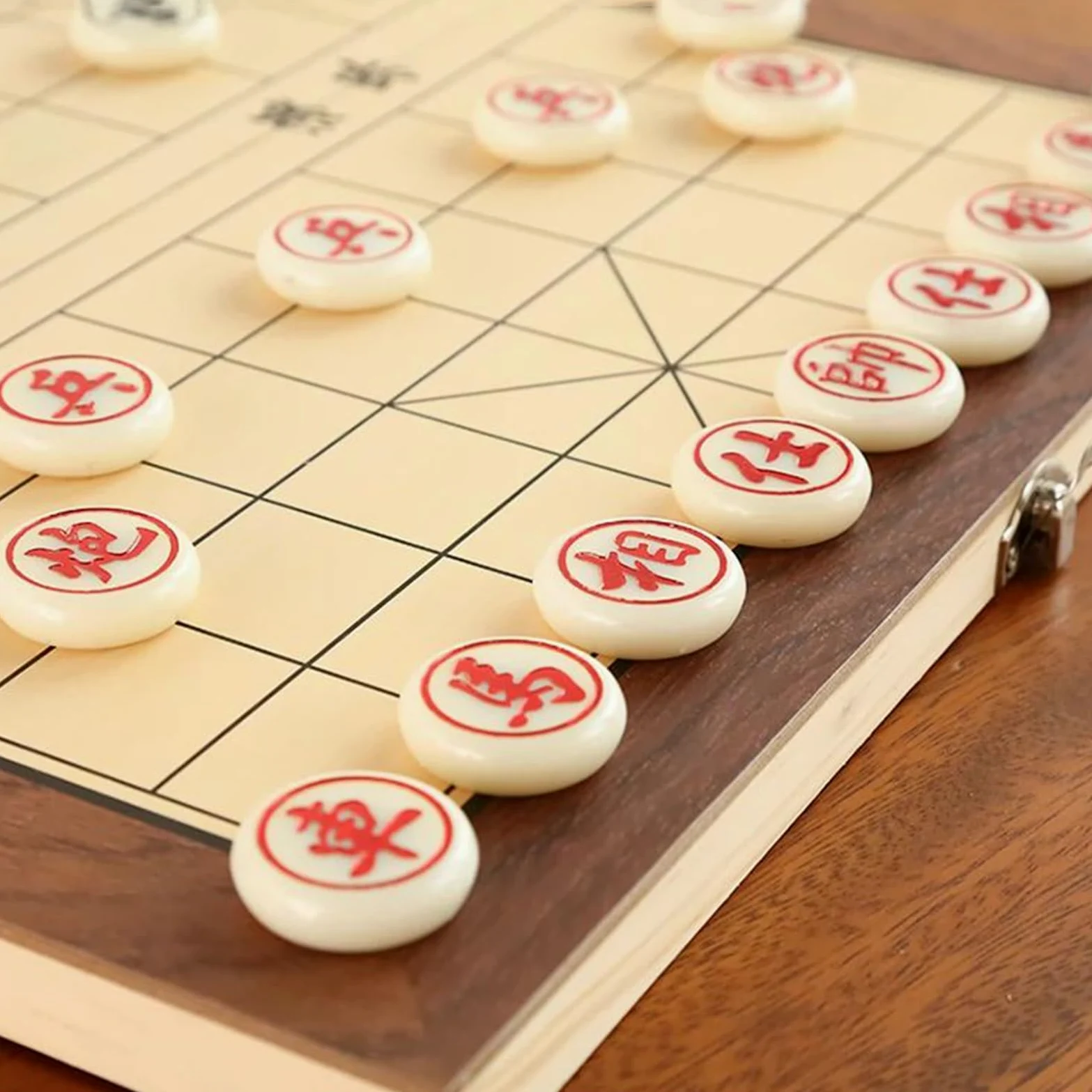 Set di Scacchi Cinesi con Scacchiera Pieghevole in Legno, Portatile, Magnetico Xiangqi, Tradizionale Classico, Gioco di strategia educativo, Gioco da Viaggio per Principianti (dime