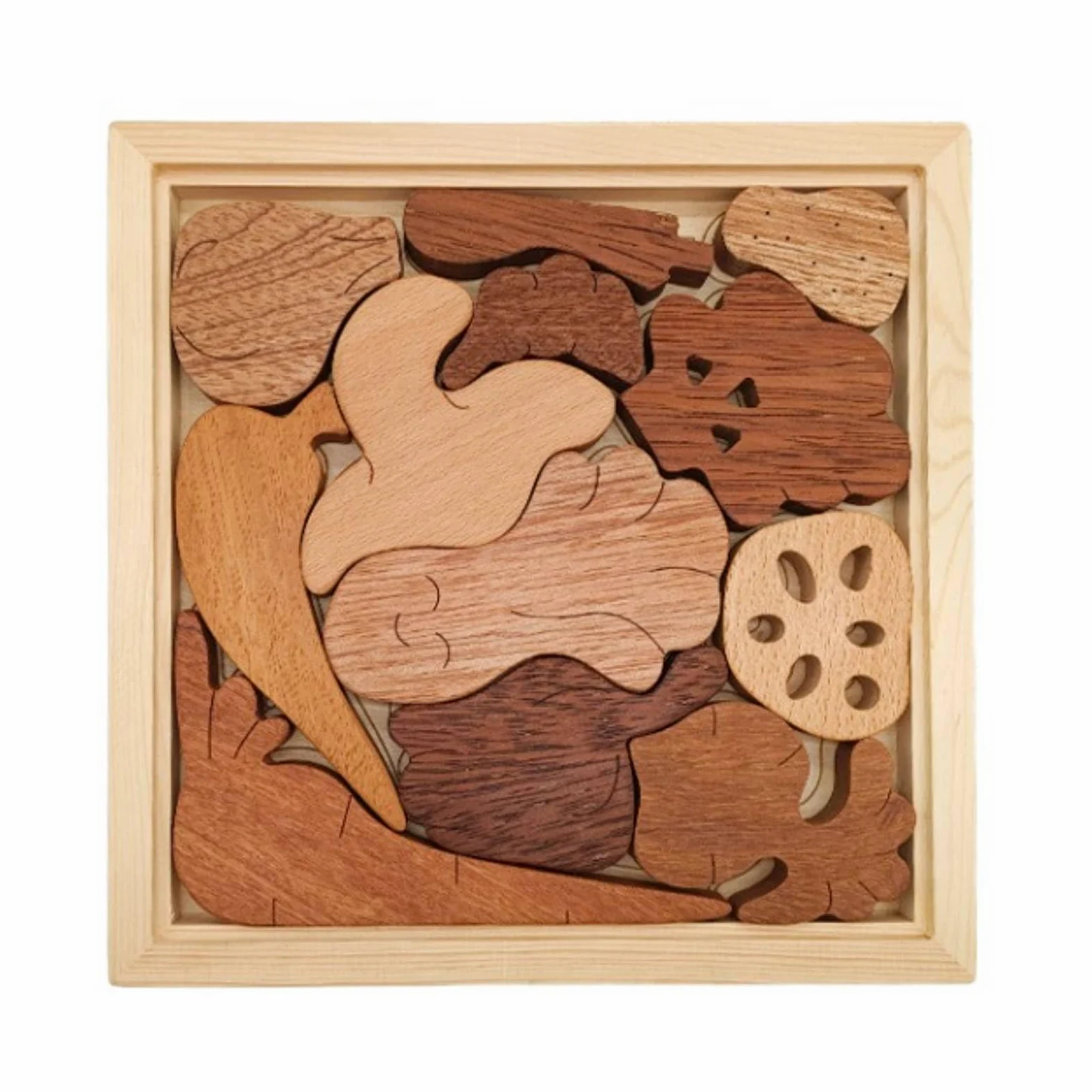 Puzzle Didattico Bambini Gioco Educativo Legno Tavola Incastro Forme Griglia Abbinamento 3D Blocchi Legno Incastri, Puzzle 3D In Legno Con Verdure