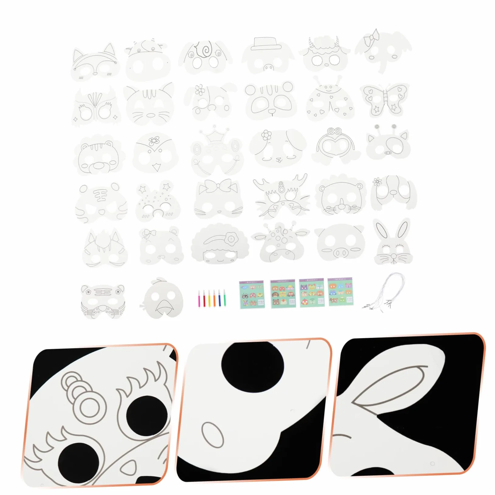 ibasenice 3sets Maschere Animali Fatte Mano Per Maschere Vuote Per Feste Di Halloween e Costumi Per Attività Creative e Giocattoli Per Feste