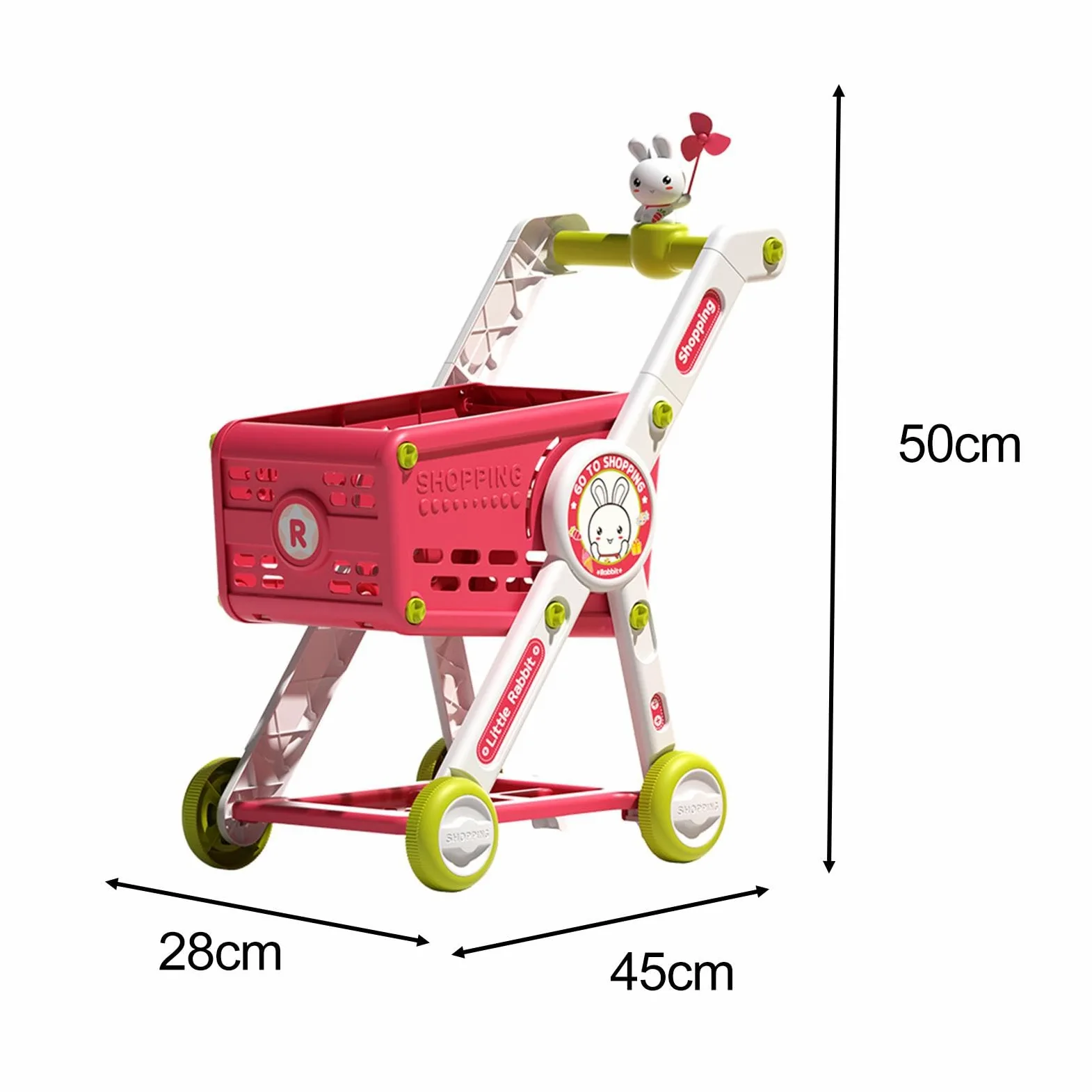 1 Pezzo Carrello della Spesa Giocattolo per Bambini Cestino del Supermercato Accessori Staccabili Struttura Stabile Simulazione Realistica Adatto al G, Solo Carrello