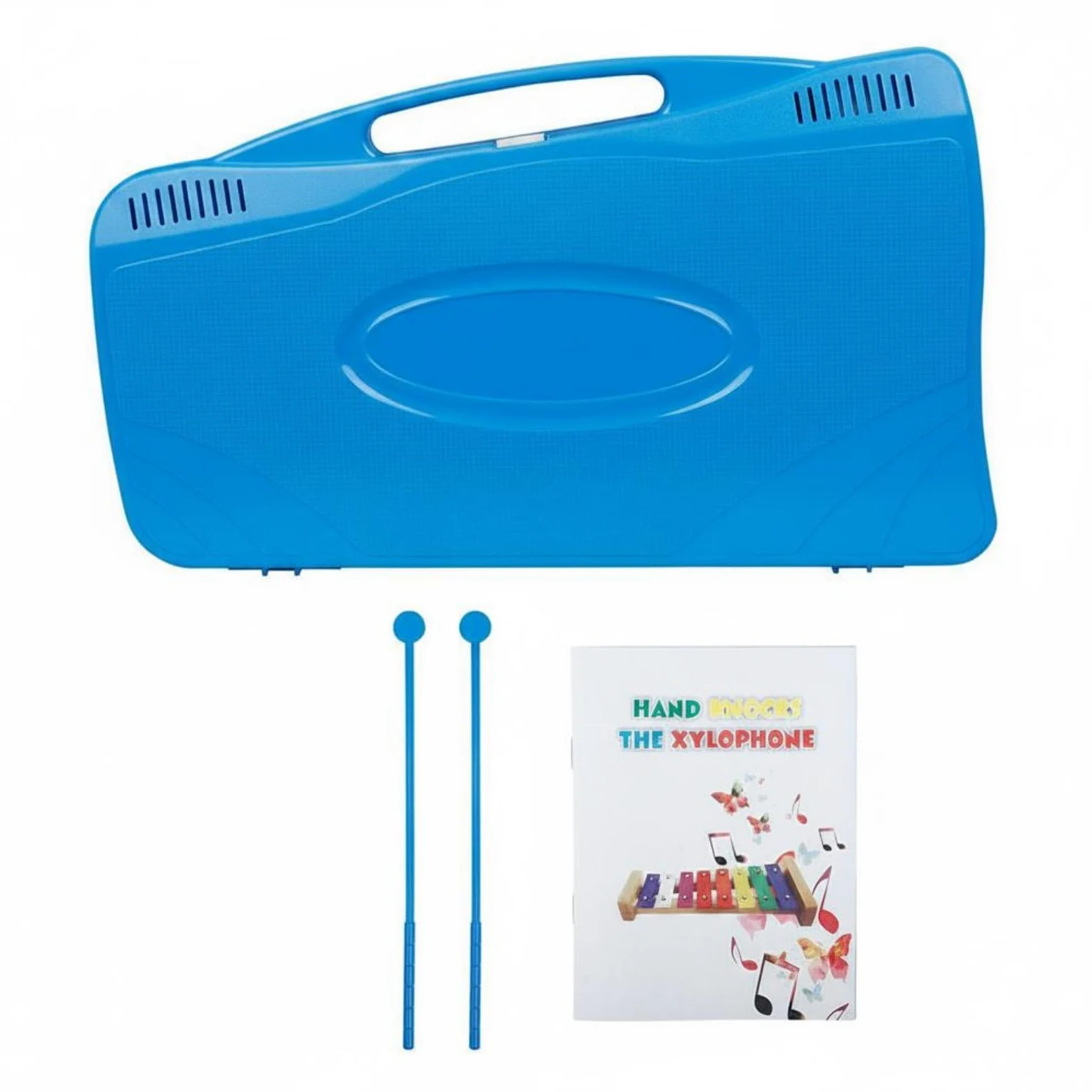 Xilofono Bambini Kit Musicale 25 Note Metallofono Strumento per Apprendimento con Custodia a Trasporto Bacchette E Canzoni Barre Alluminio Base Adatto, Blu