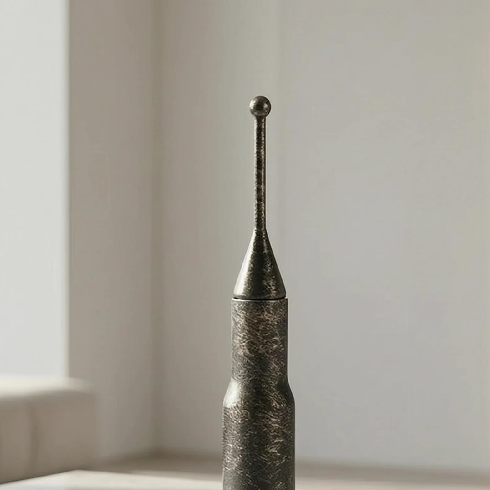 Figurina Spaziale per Bambini Statuetta Astronave Mini Decorazione Modello da Appoggio in Metallo Stile d'Epoca con Punta Affusolata E Asta Antenna, 90 90 350mm