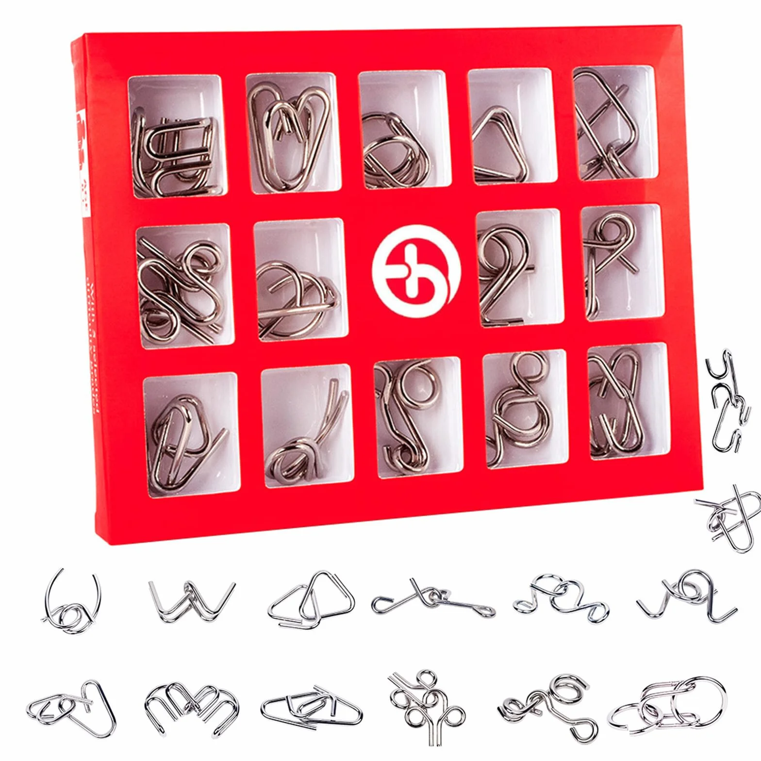 RoseFlower Metal Wire Puzzle Set 15, Rompicapo in Metallo Torsione 3D Gioco Mente Classico Giocattoli Educativi IQ Test Regalo Adulti Bambini