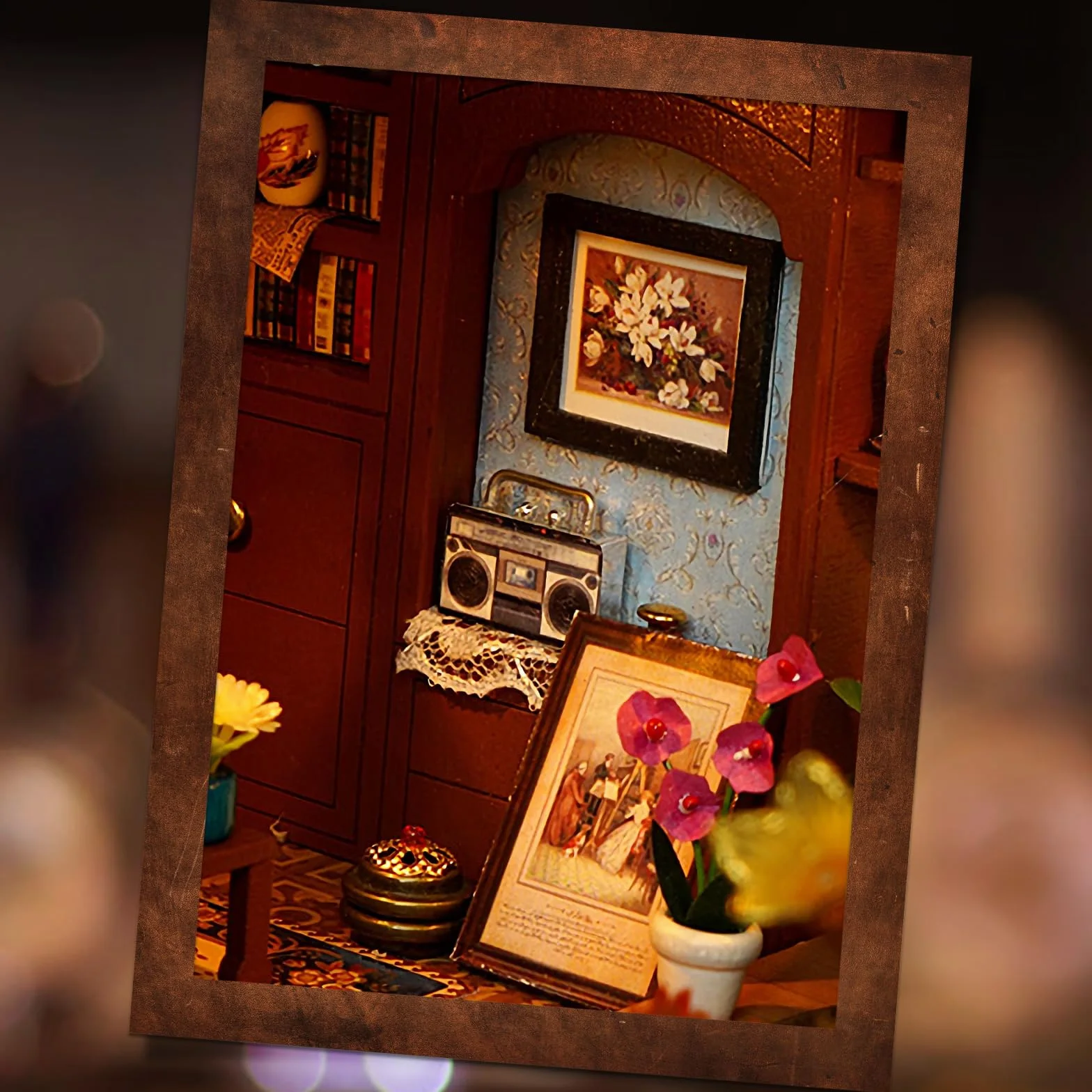 Cuteefun Miniatura Casa Delle Bambole Kit, Dollhouse in Legno con LED, Kit Casa Minuscola per Adulti da Costruire, Regali Unici per Compleanni, Natale(Fascino Orientale)
