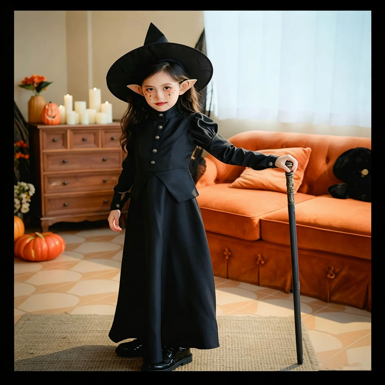 Generico Costume Da Strega Di Halloween,Incantevole Mantello Da Bambina Per Halloween Perfetto Per Giocare E Per Spettacoli Teatrali Abito Da Festa Per Bambini Ideale Per Travestimenti E Feste