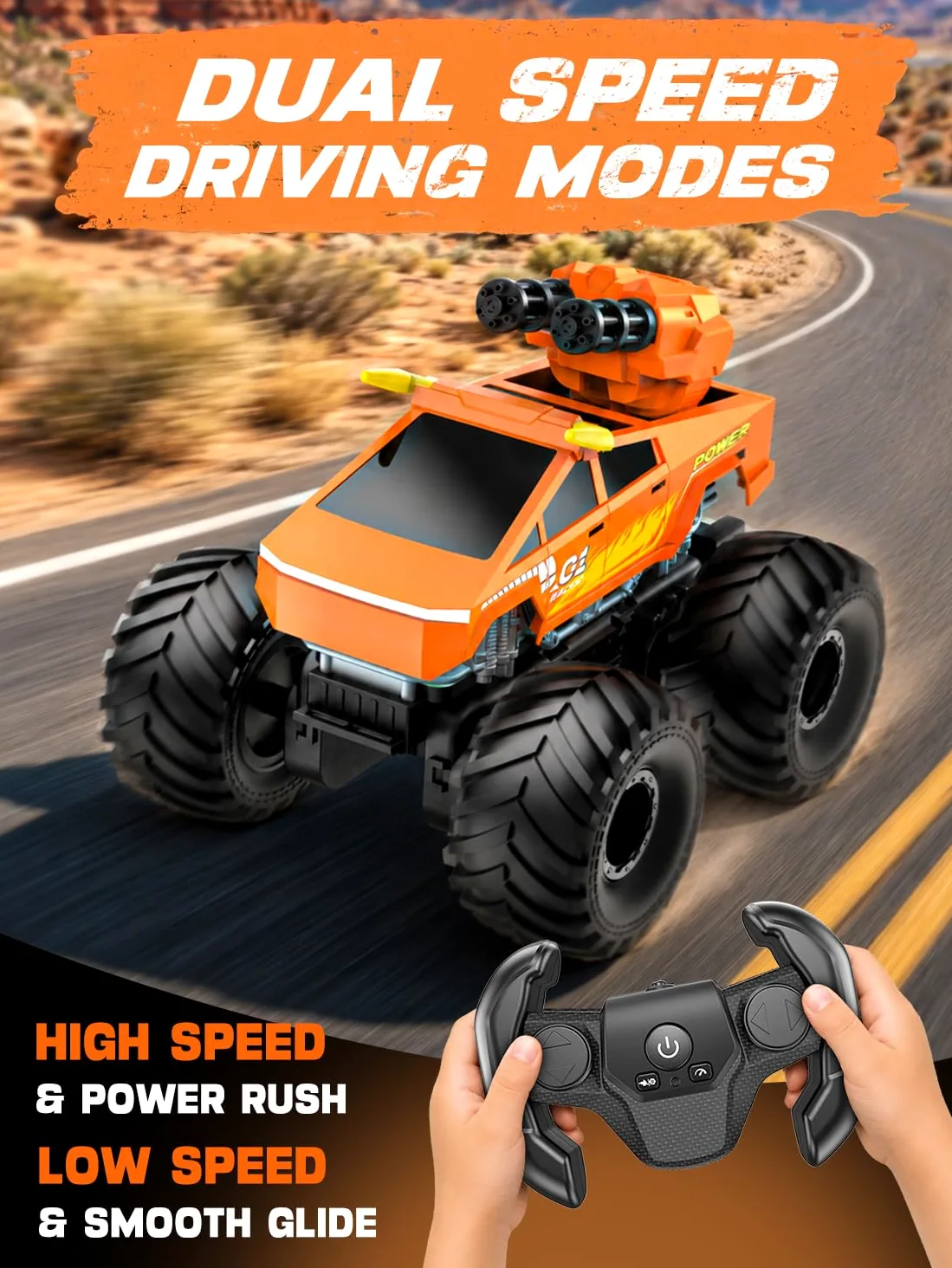 Anfibio Macchina Telecomandata per Bambini - RC Car con Cannone ad Acqua | 2.4GHZ Monster Truck Rotazione 360°, 1:18 Auto Radiocomandata Giocattolo, Regalo Natale & Compleanno per Bambino 6-12 Anni