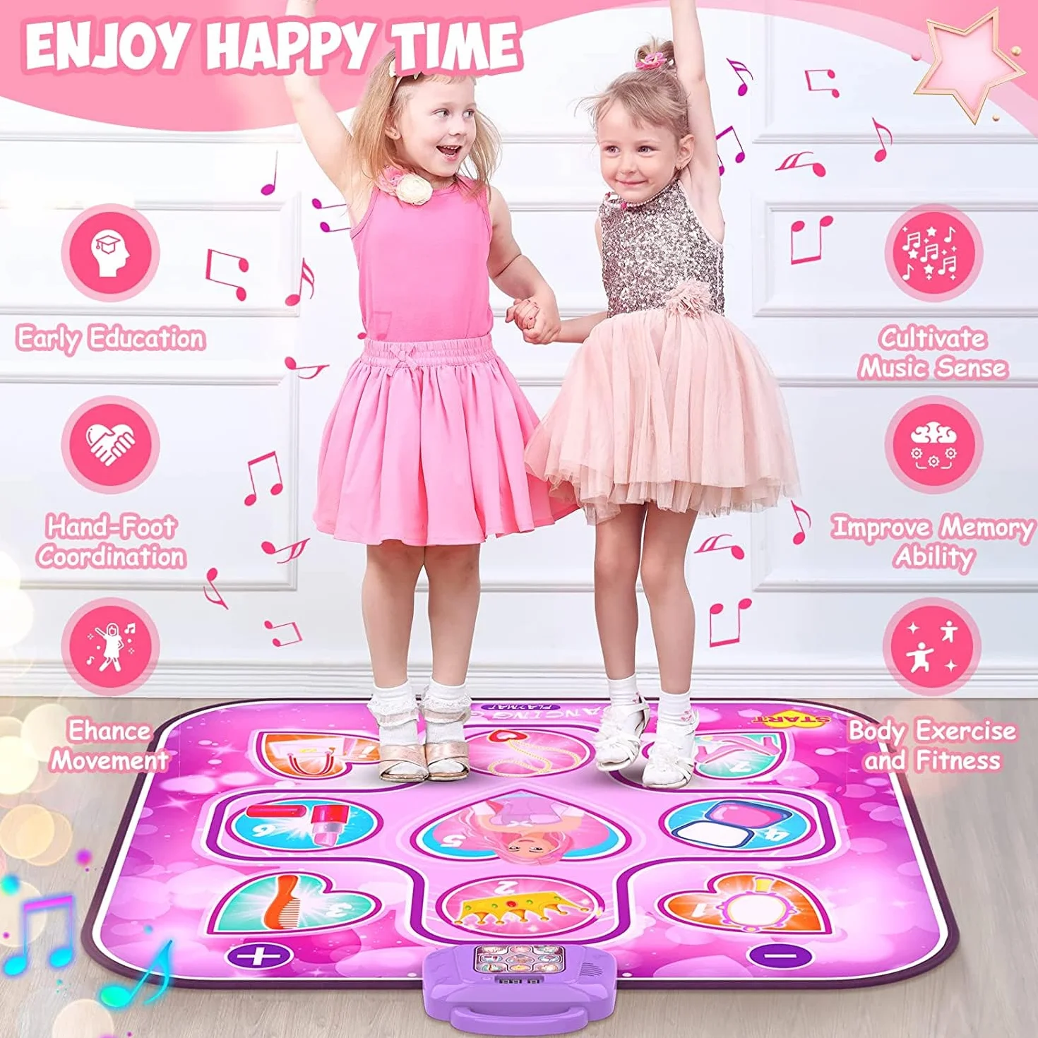 Tappetino da Ballo Musicale con Luci LED per Bambini 3-12 anni 6 Modalità Gioco