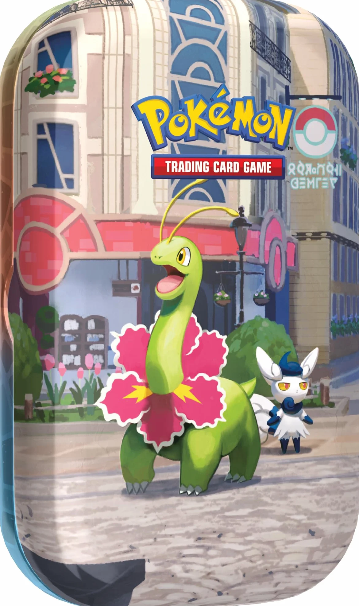 Pokémon: miniscatola da collezione Luminopoli (Meganium e Meowstic) del GCC Pokémon (2 buste di espansione, 1 carta con l’illustrazione Pokémon della miniscatola e 1 foglio di adesivi), Ed. Italiano