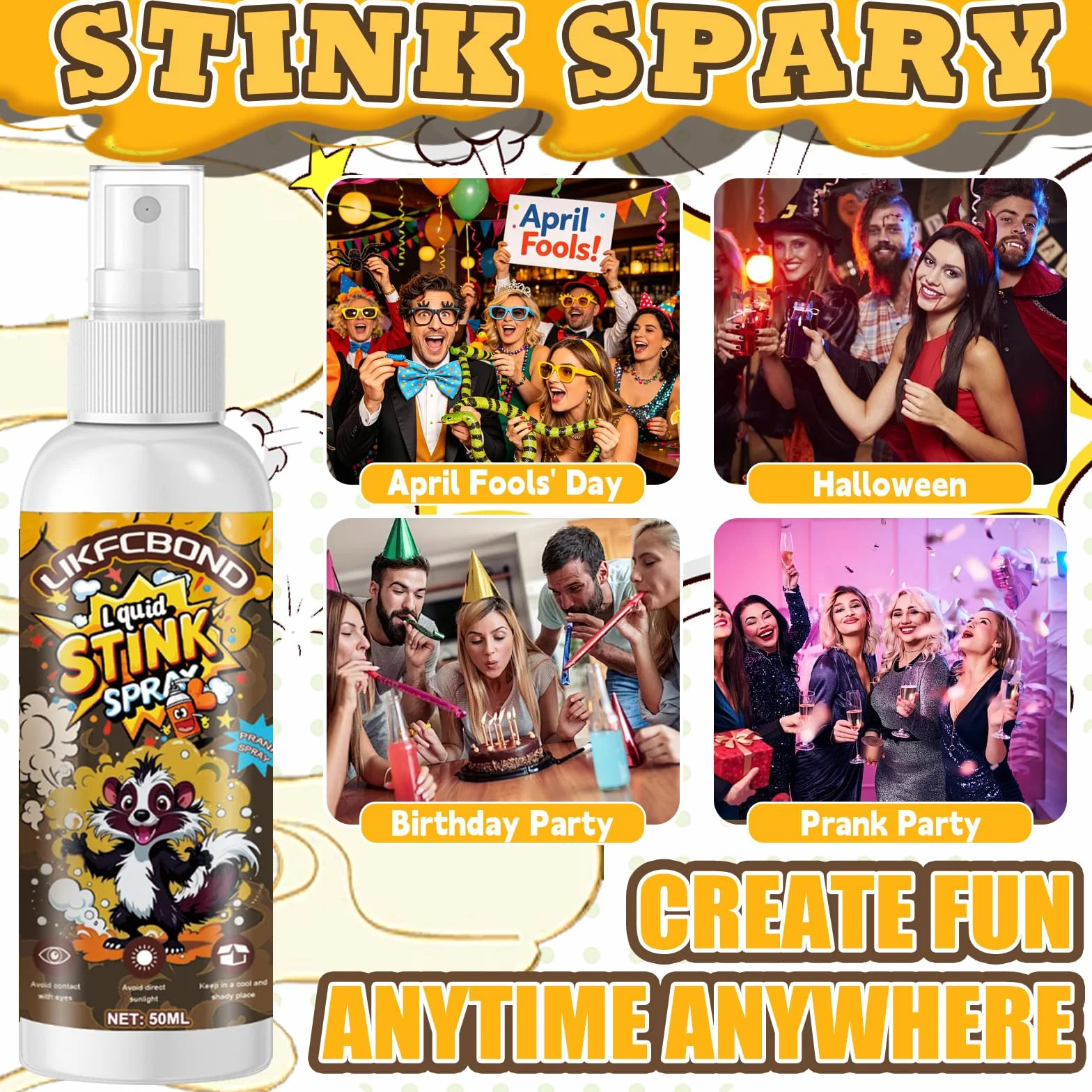 Spray Puzzolente Extra Forte, Spray Scoregge Liquido, Spray Divertente per Scherzo, Funny Party Prank Stink Spray per Adulti, 1 Pezzo, 50 ML