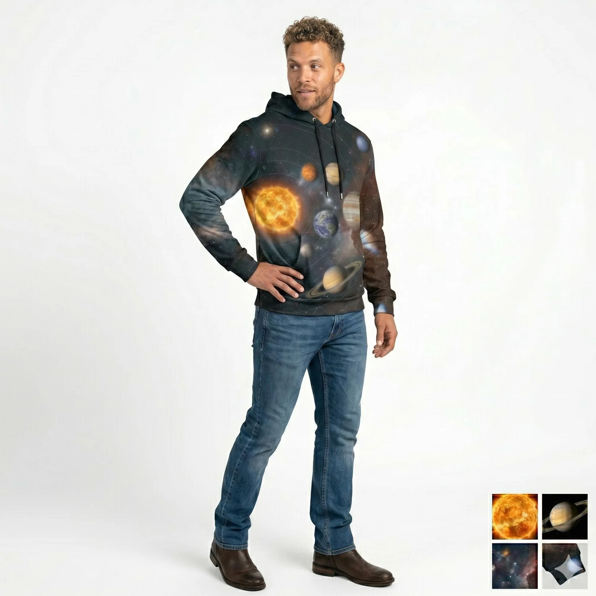 Felpa con Cappuccio Sistema Solare Pianeti Galassia Universo Astronomia Spazio Design Unisex Regalo Per Amanti dell’Astronomia e della Scienza