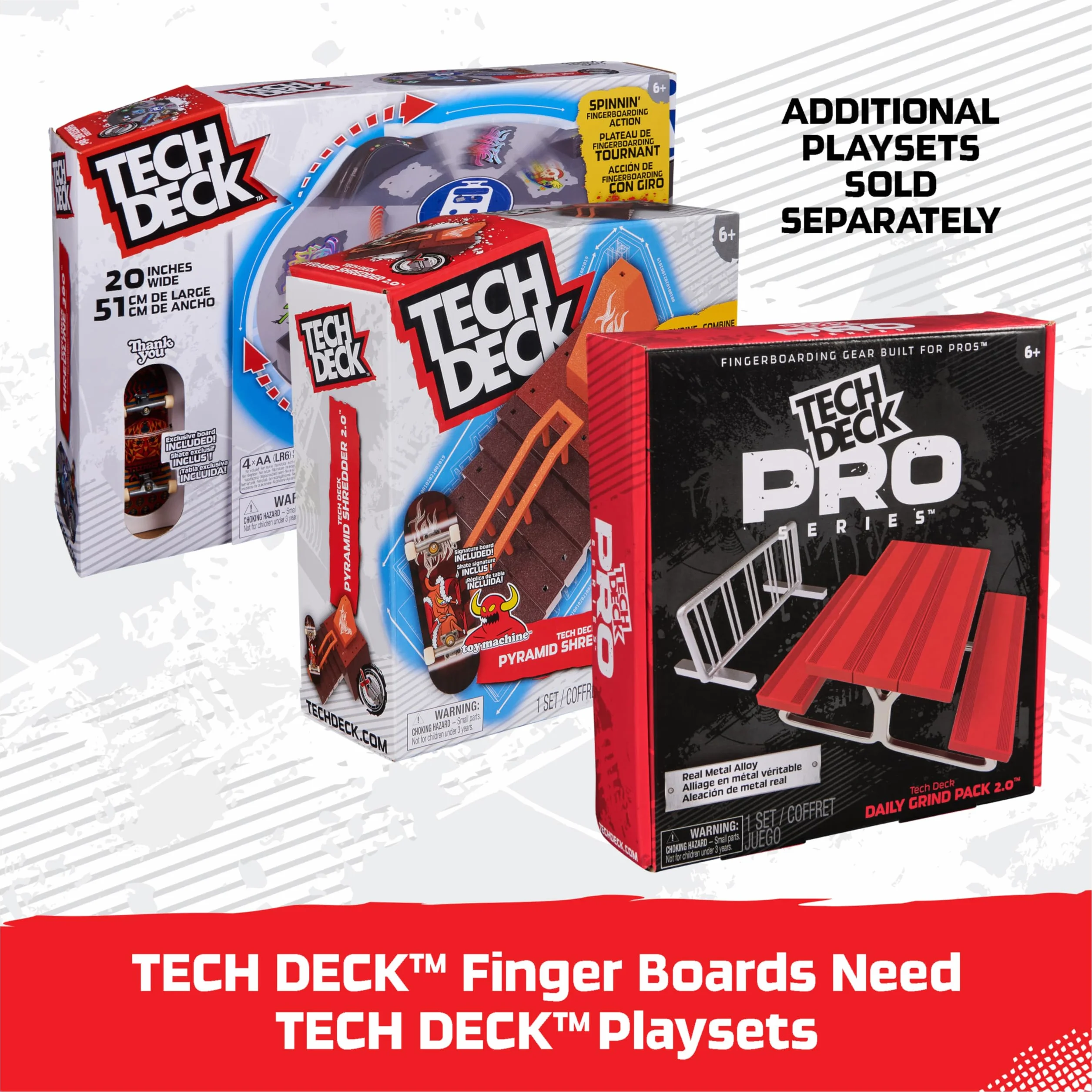 Tech Deck, Godzilla Sk8shop Fingerboard Bonus Pack, Mini Skateboard da Collezione Personalizzabili, Giocattoli per Bambini da 6 Anni in su