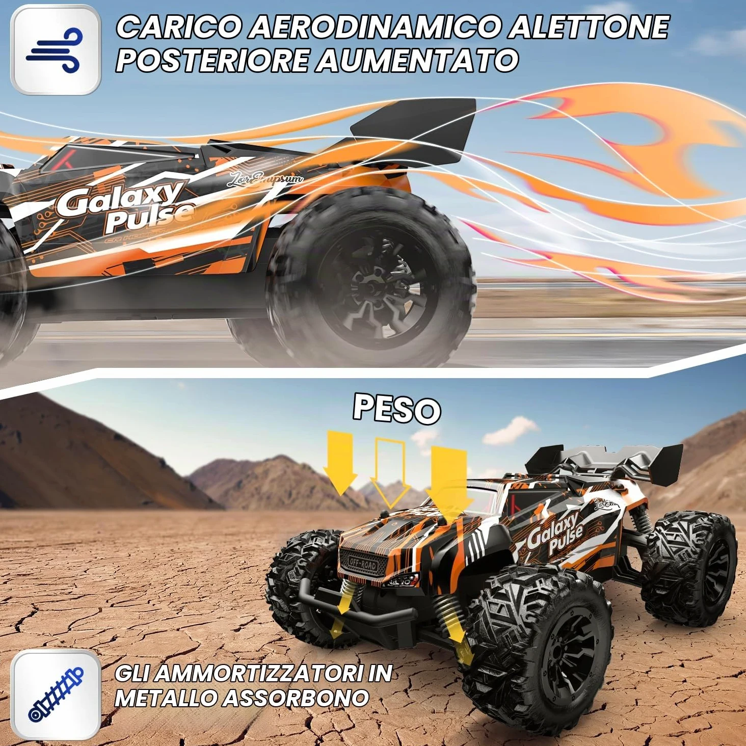DEERC Auto telecomandata, auto radiocomandata, 2,4 GHz, con 2 batterie ricaricabili per 40 minuti di riproduzione, All Terrain Off-Road Monster Truck giocattolo per ragazzi bambini a partire dagli 8