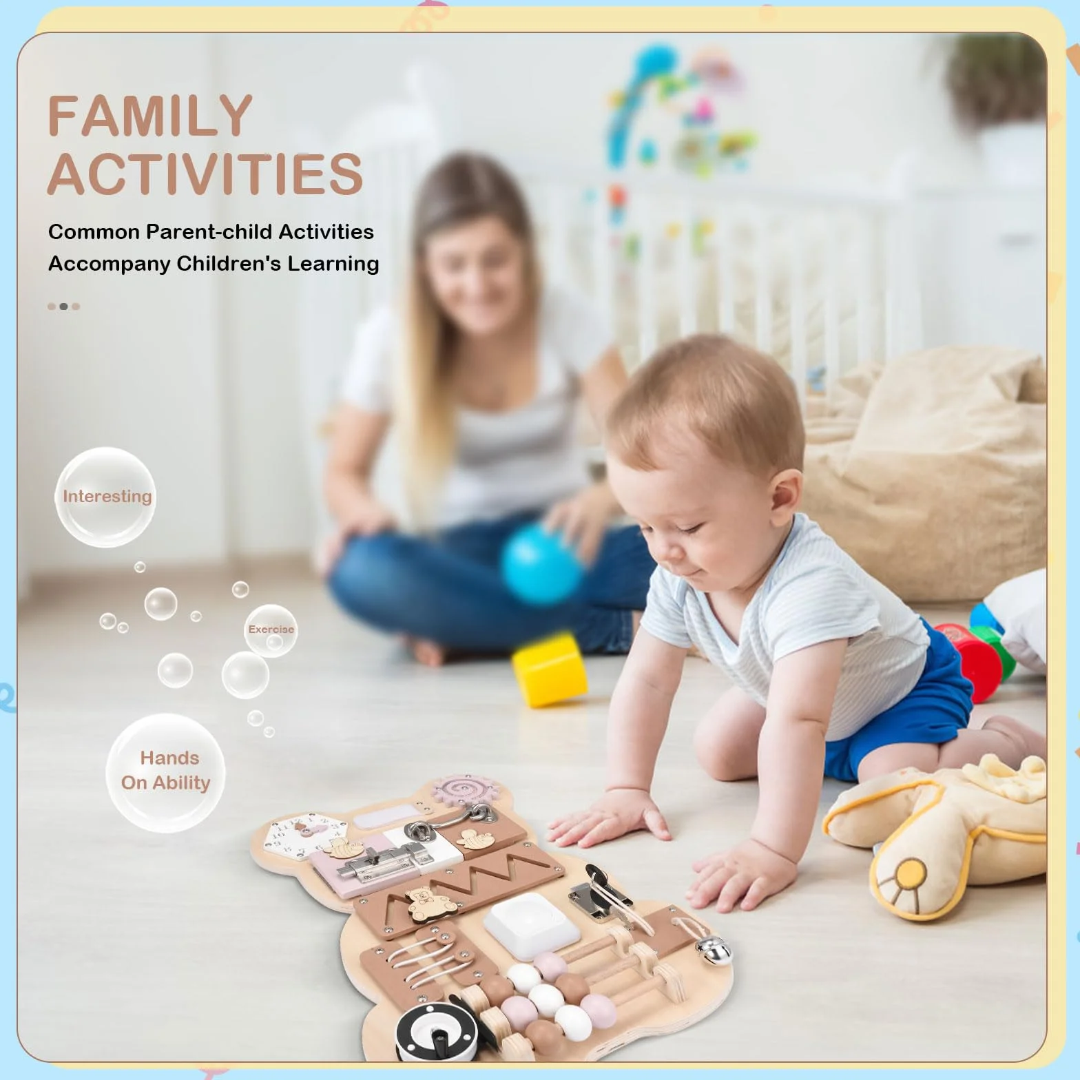 Busy Board Consiglio Occupato Montessori Scheda attività Sensoriale Tavole di attività Sensoriali per Bambini in Legno Fatte a Mano