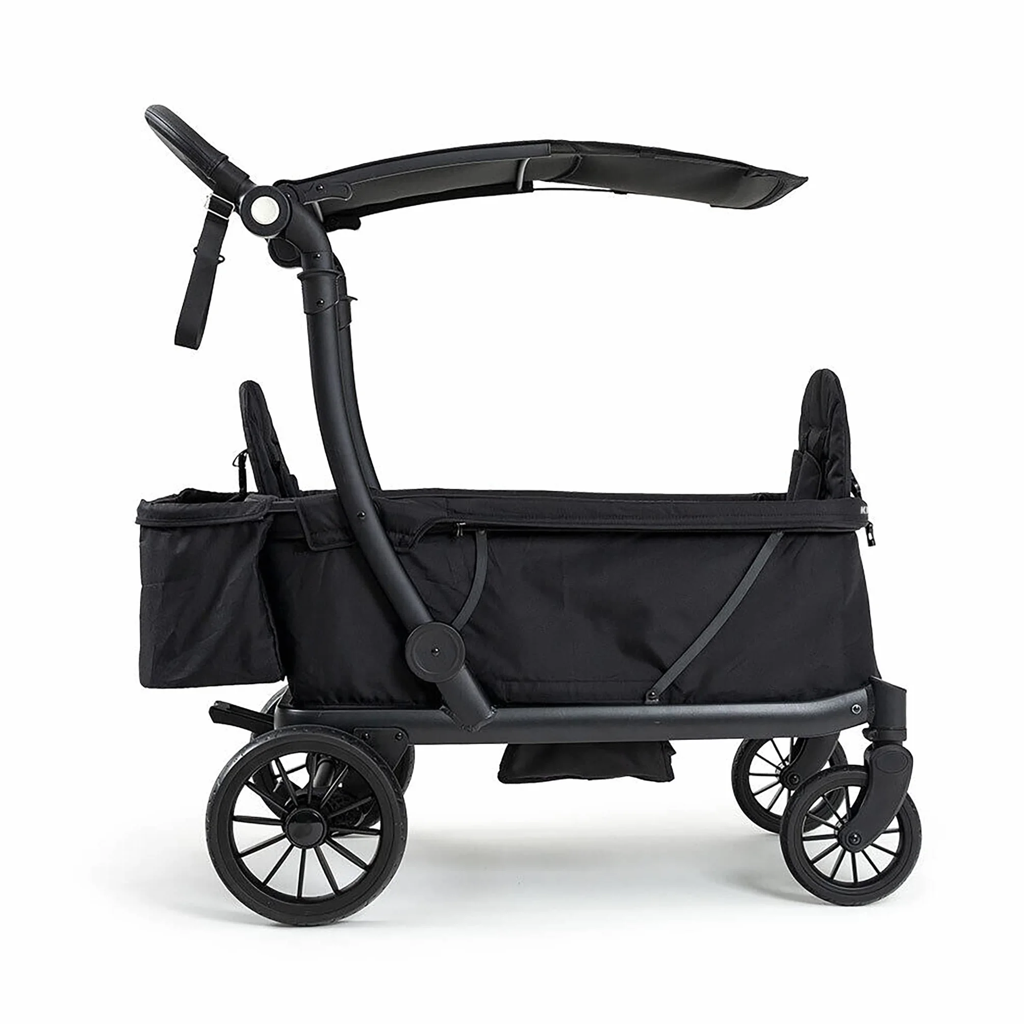 KETTLER Carrello Pieghevole COMPACT in Nero | Vassoio e Portabicchieri GRATIS | Pieghevole con Tettoia Solare | Salvaspazio | Maneggevole e Facile da Guidare | Capacità di Carico 70 kg | 1-2 Bambini