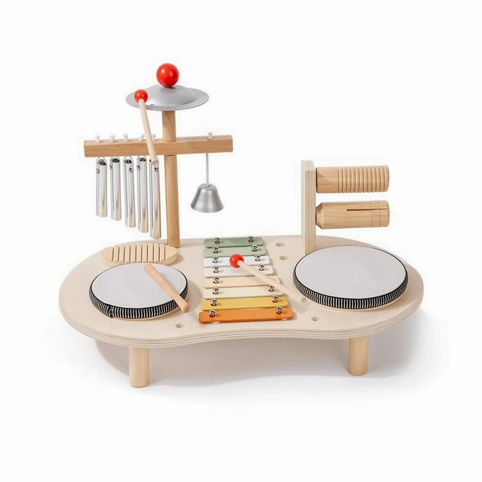 Colcolo Strumento a Percussione per Bambini Set Musicale Educativo Xilofono Piatti Campane a Bacchette in Legno Apprendimento Ritmico Adatto per Ambienti Prescolari Playroom Camerette Casa