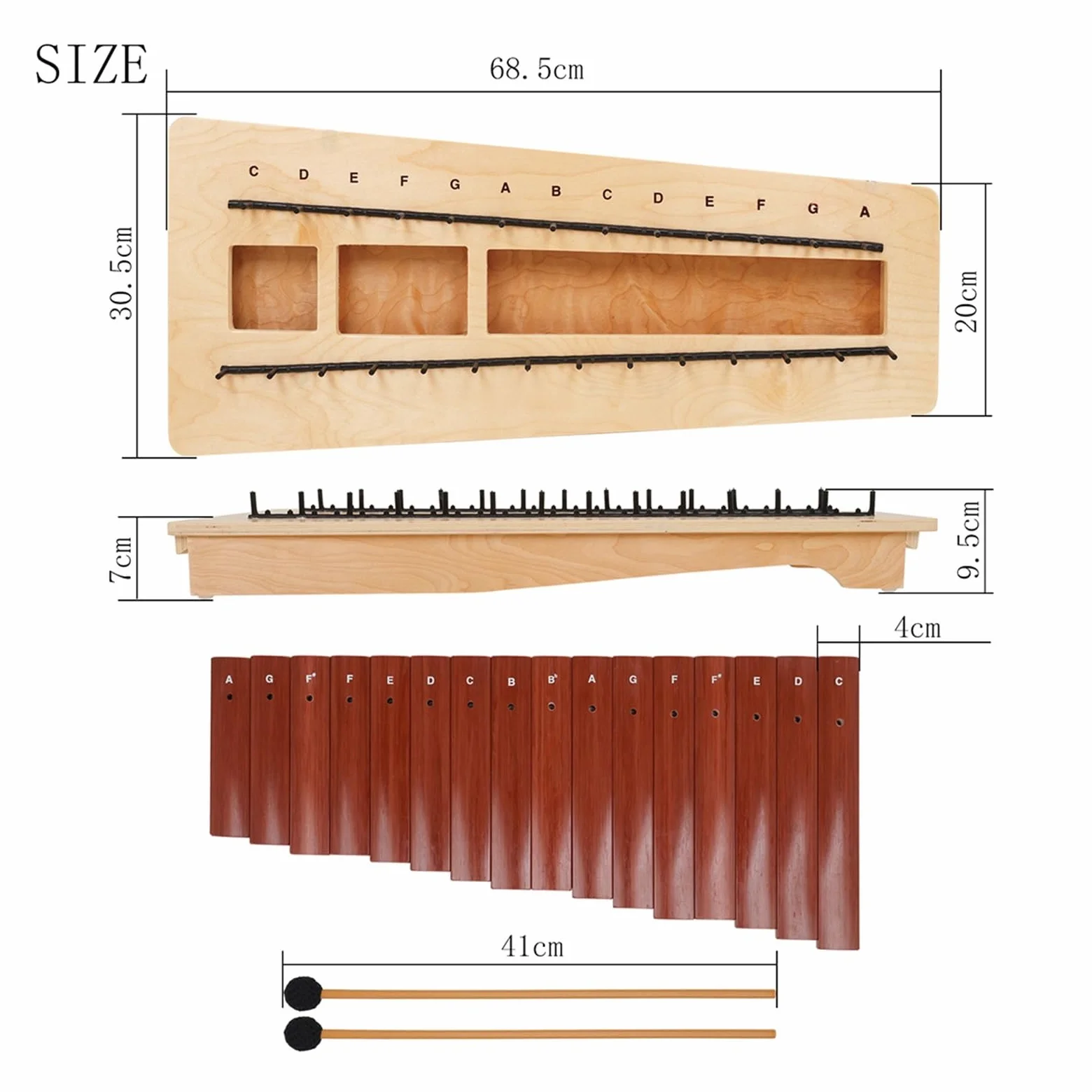 13 Notes Pine Xylophone | Bussare con la mano for performance/strumento da performance