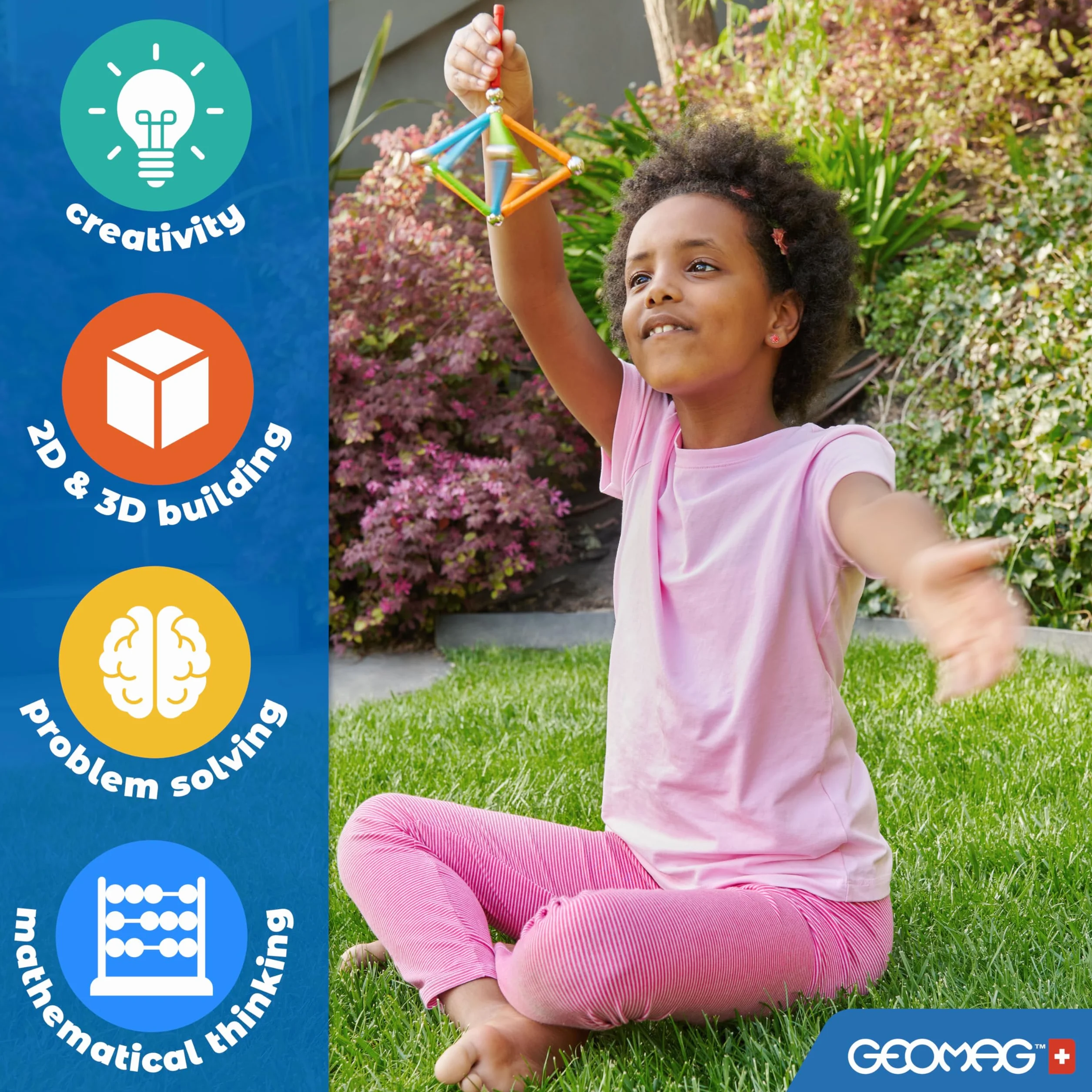 Geomag - Supercolor Costruzioni Magnetiche Per Bambini, Giocattolo Magnetico Linea Green 100% Plastica Riciclata, 78 Pezzi